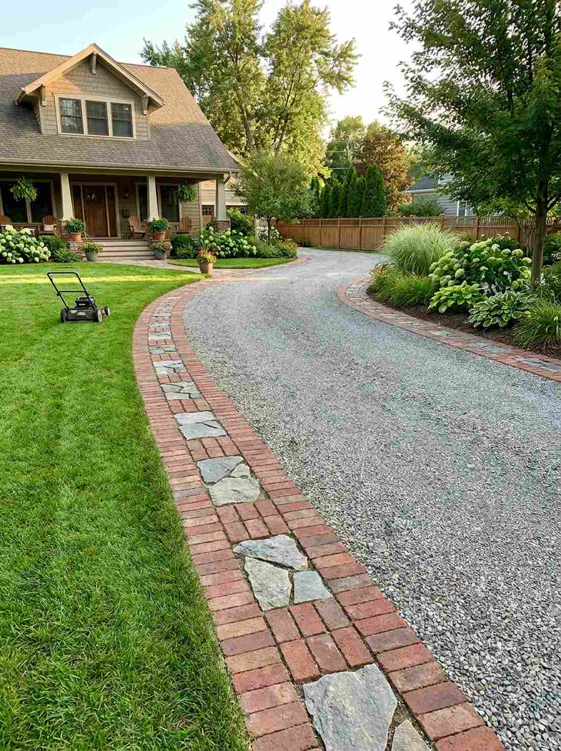 brick and stone alternating pattern