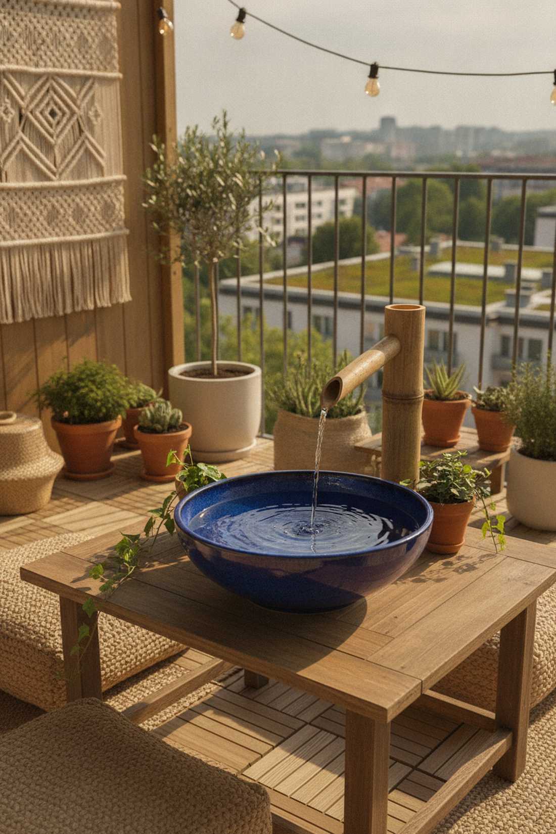 ceramic bowl with bamboo spout