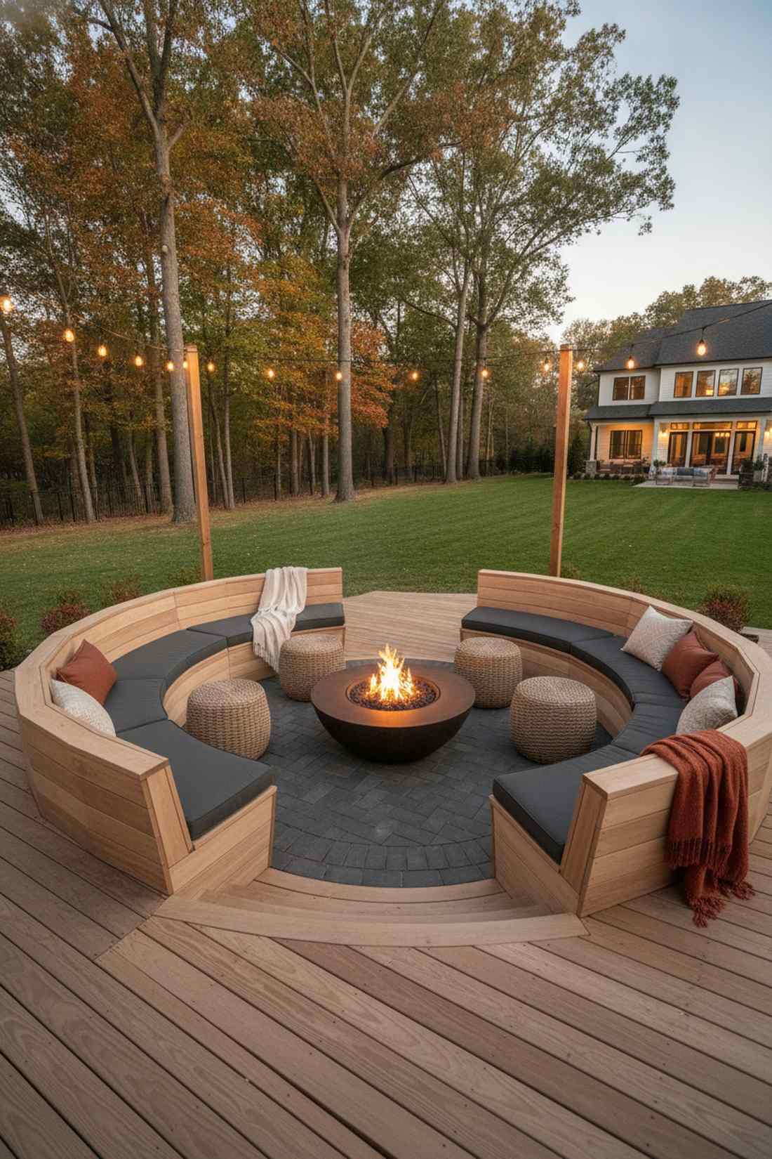 circular fire pit conversation zone