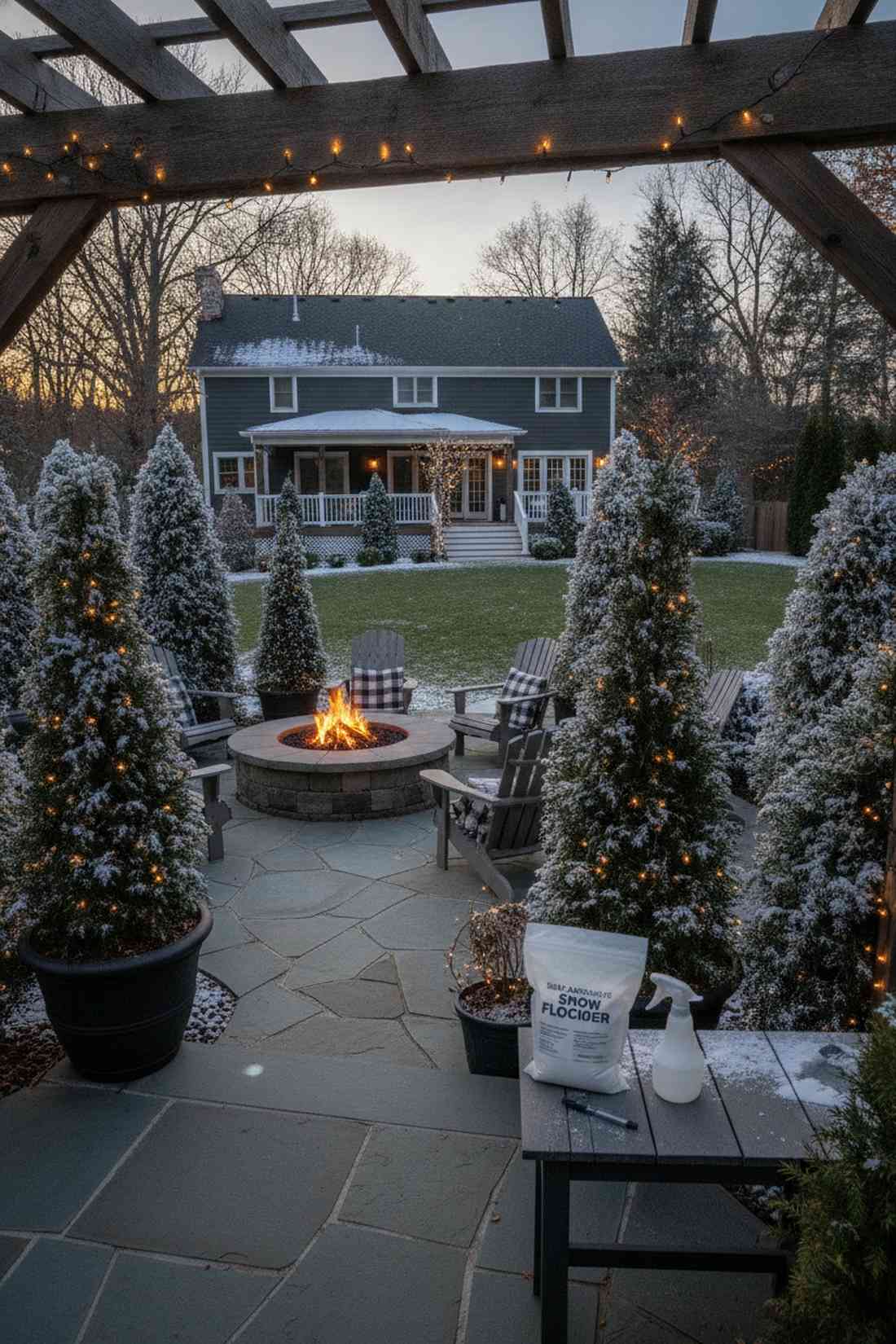 flocked landscape trees