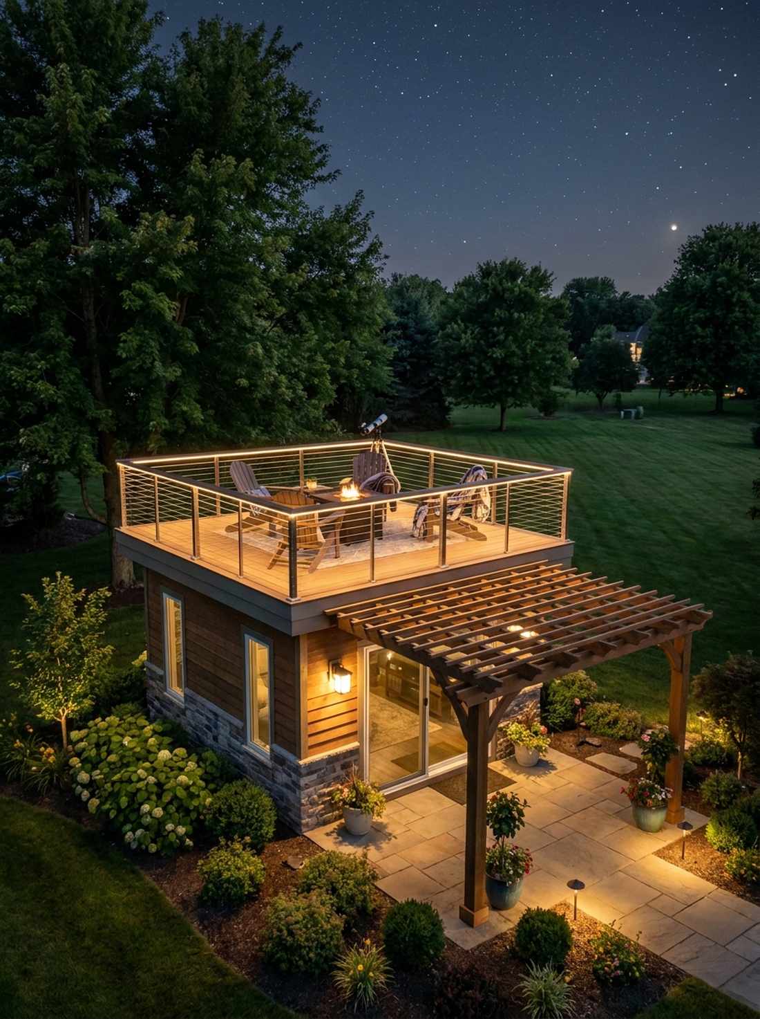 garden house with moon viewing platform