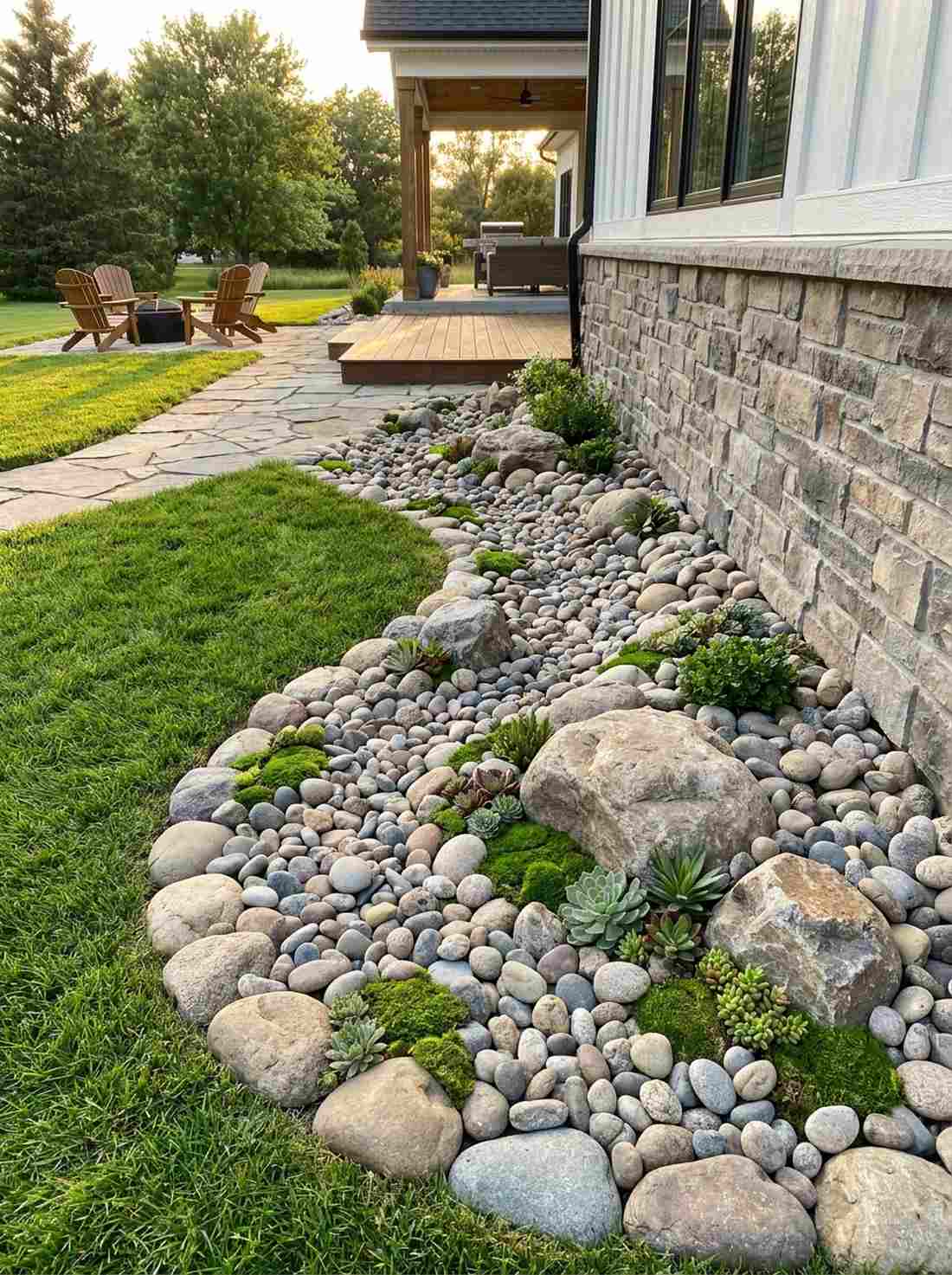 multi size river rock mosaic