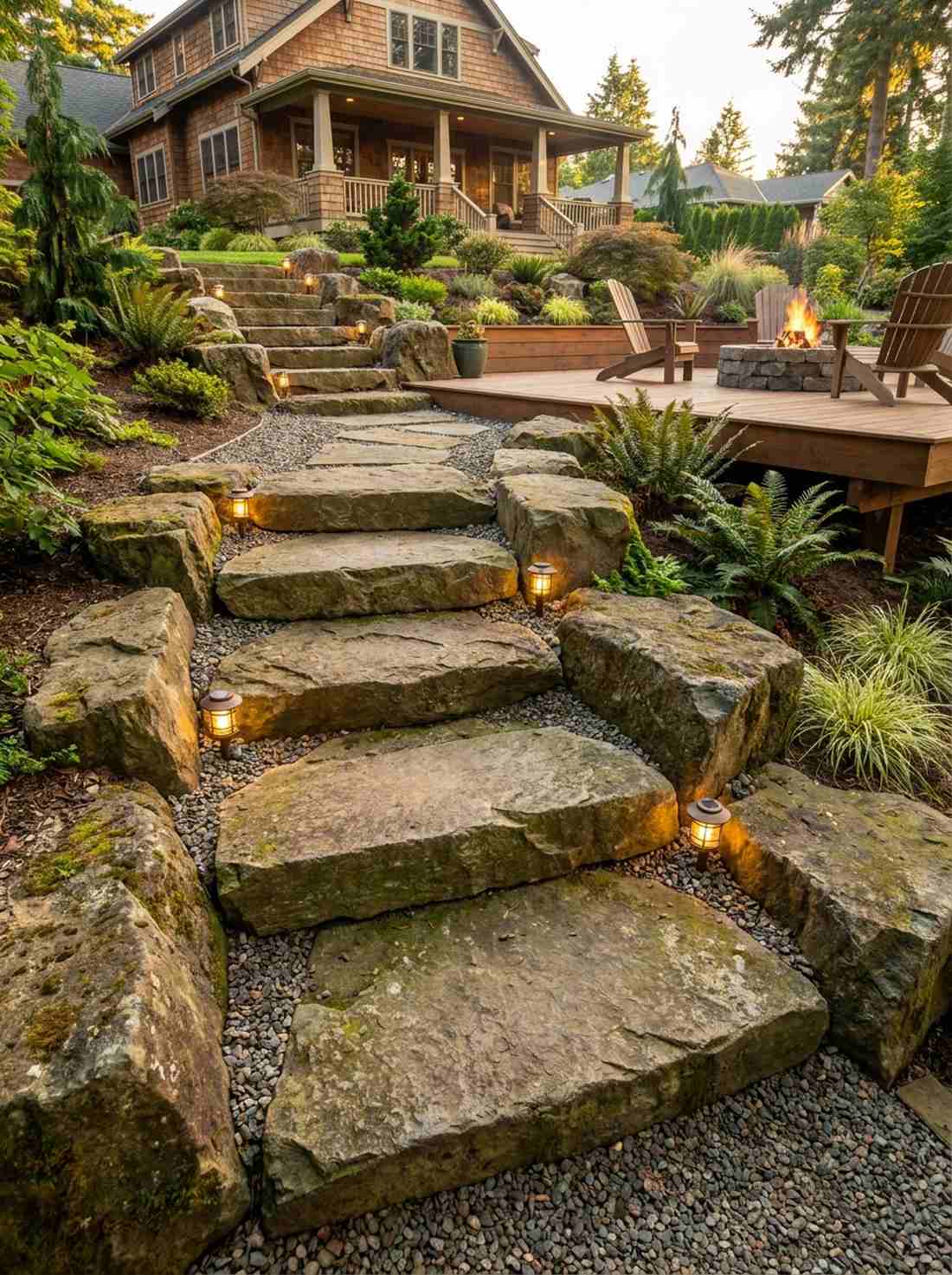 natural boulder step sequence