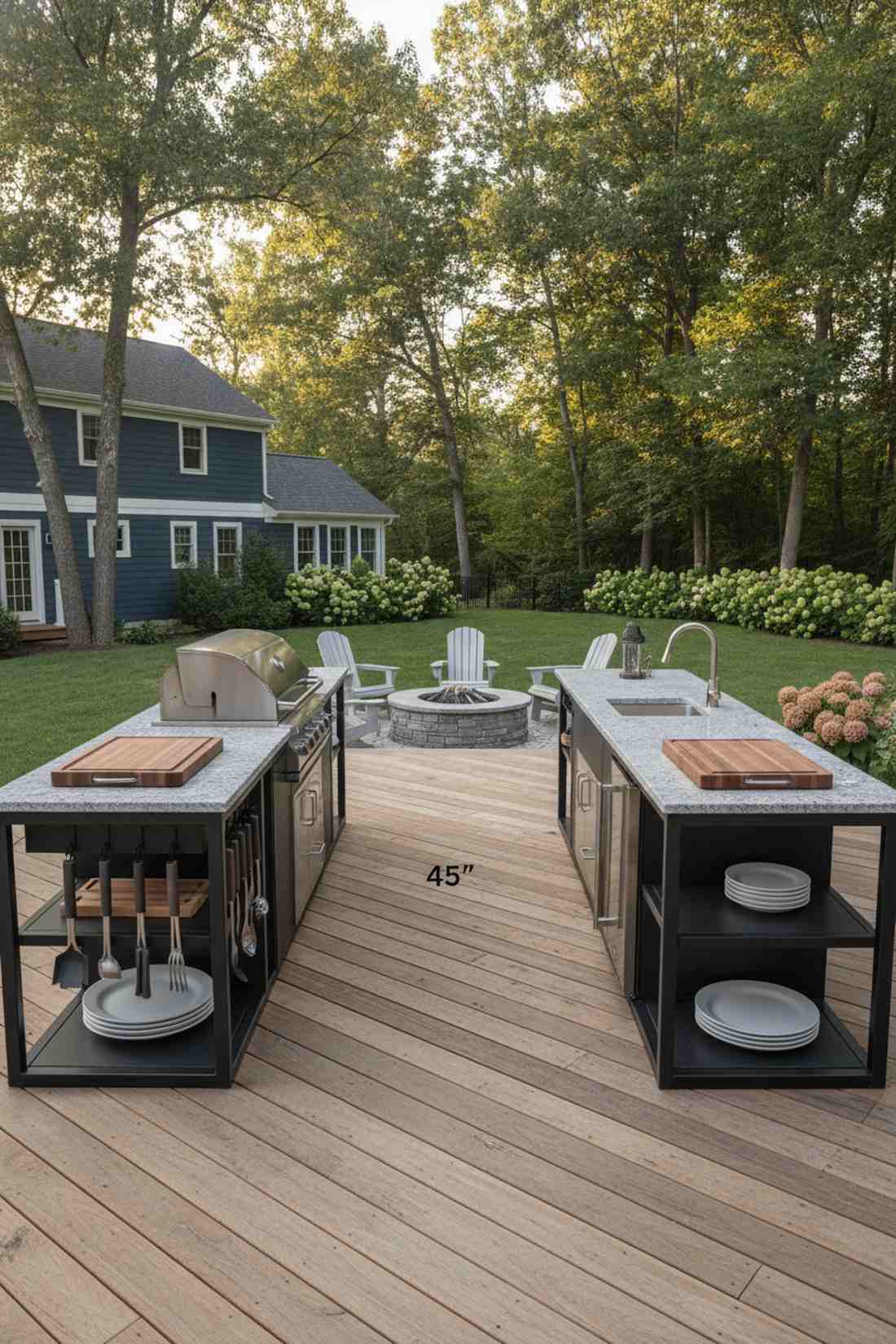 parallel grill and bar galley