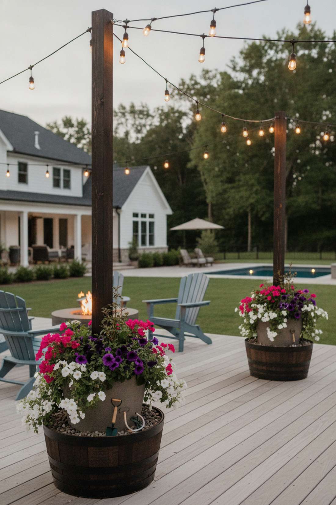 planter integrated light posts