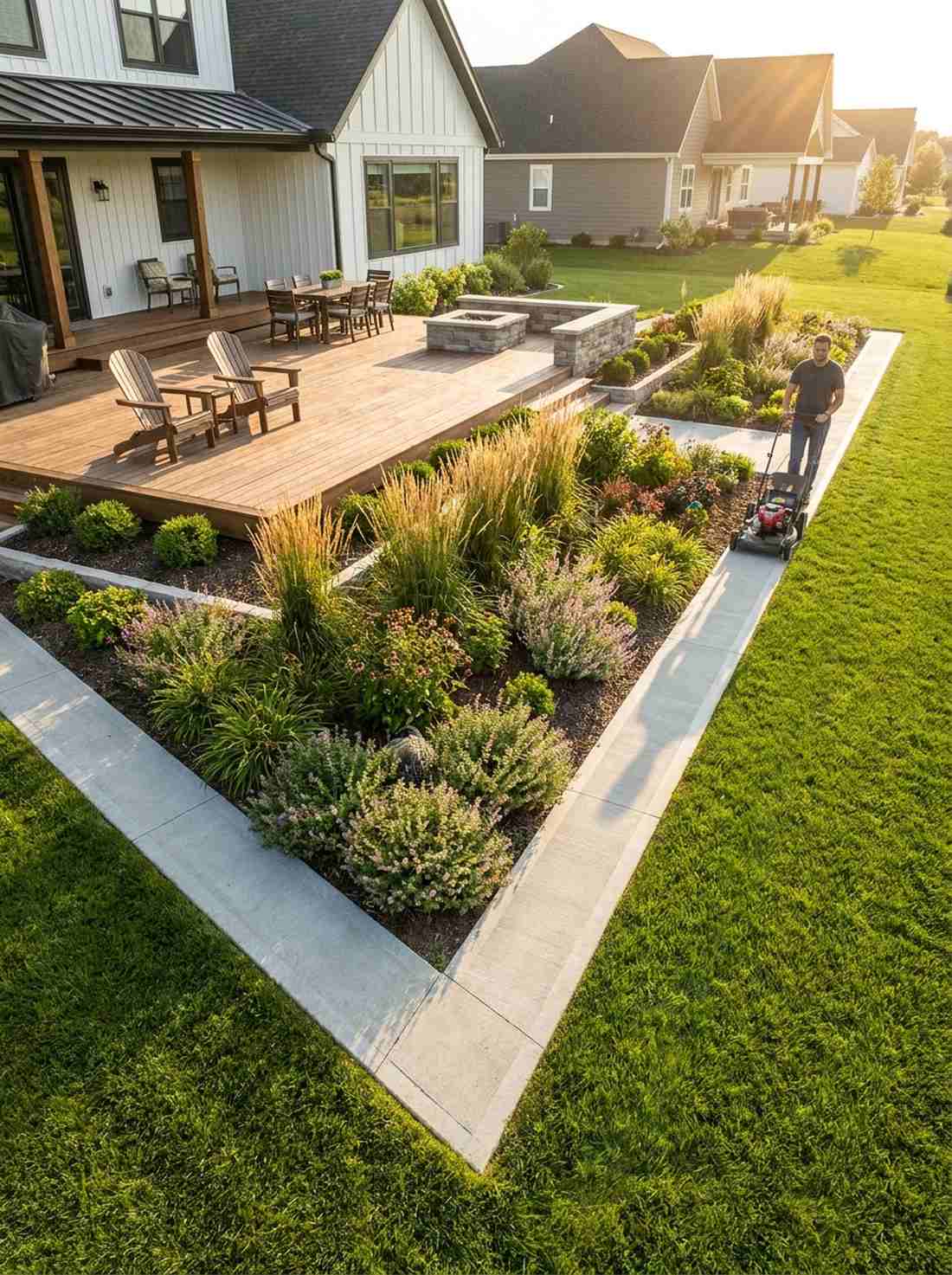 poured concrete mow strips