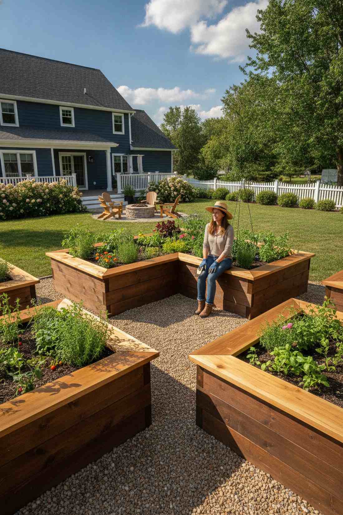 raised bed integrated seating caps