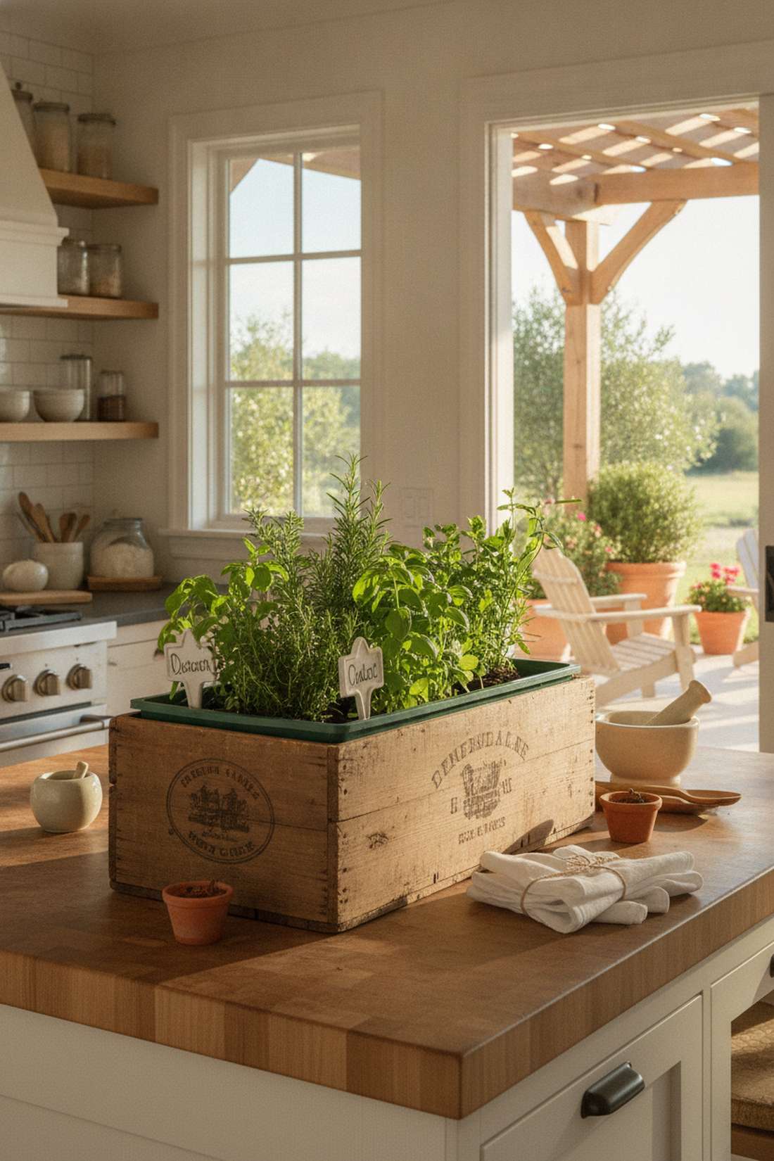 reclaimed wine crate herb box