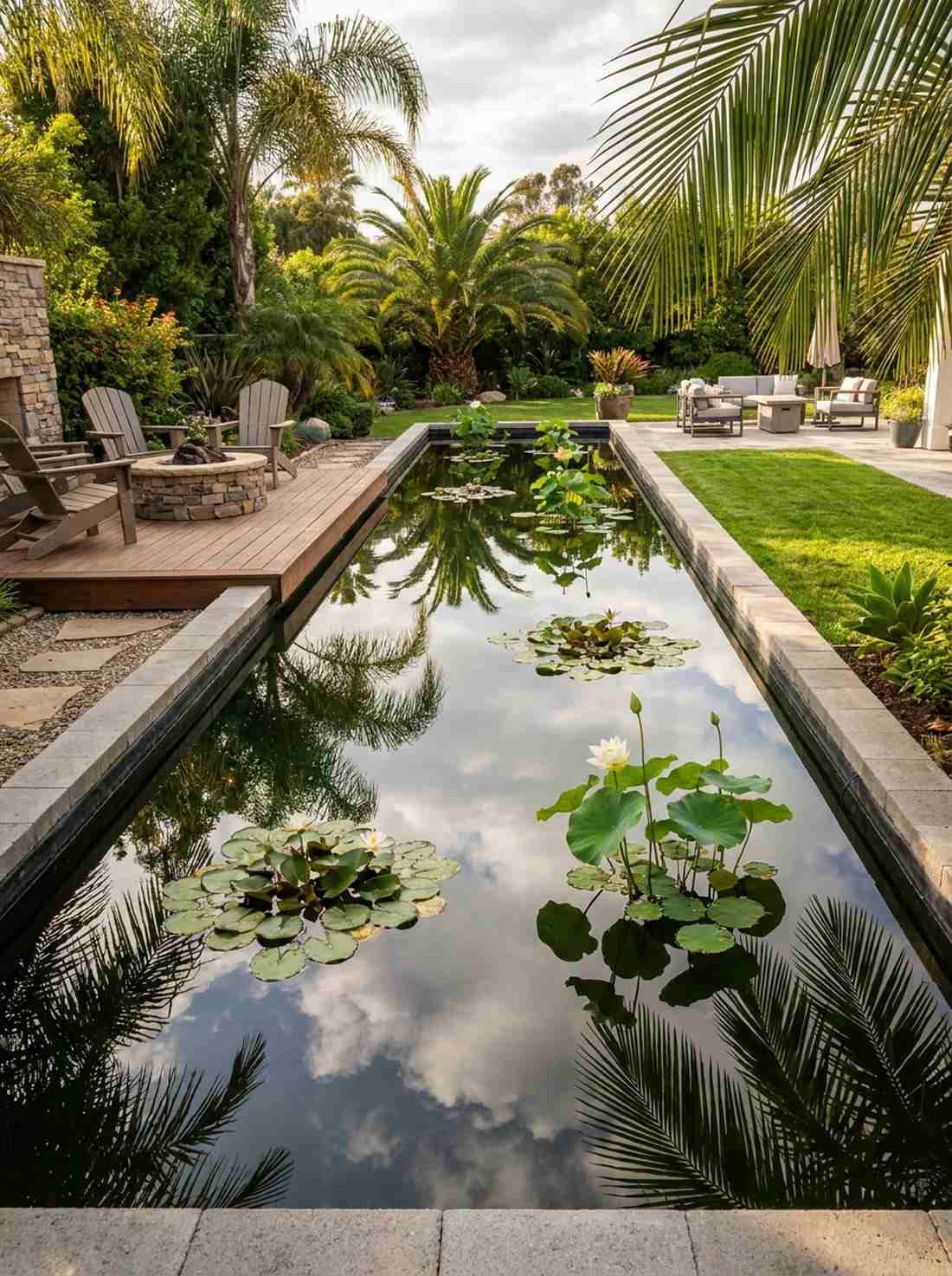 reflecting pool with lily pads