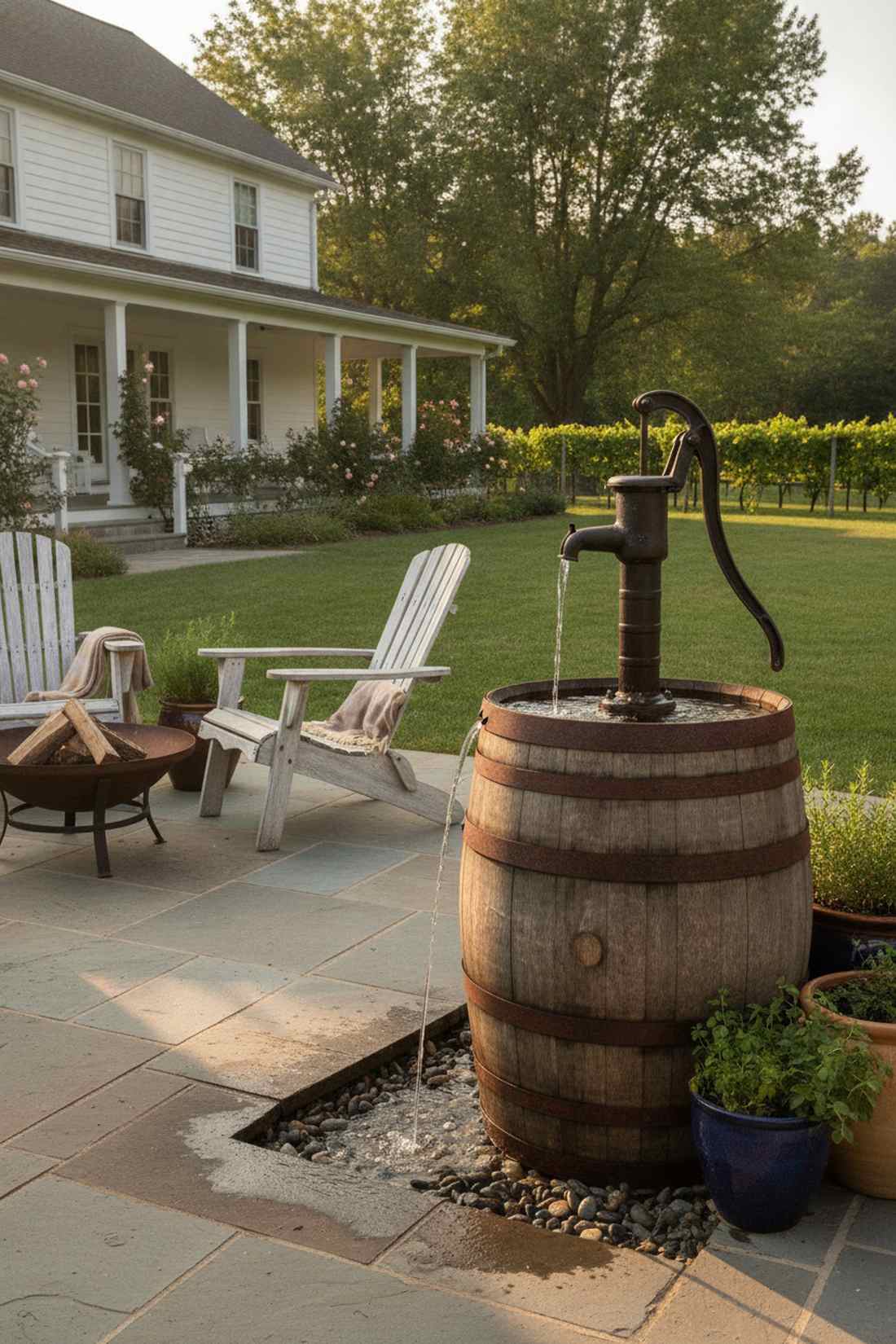 repurposed barrel fountain