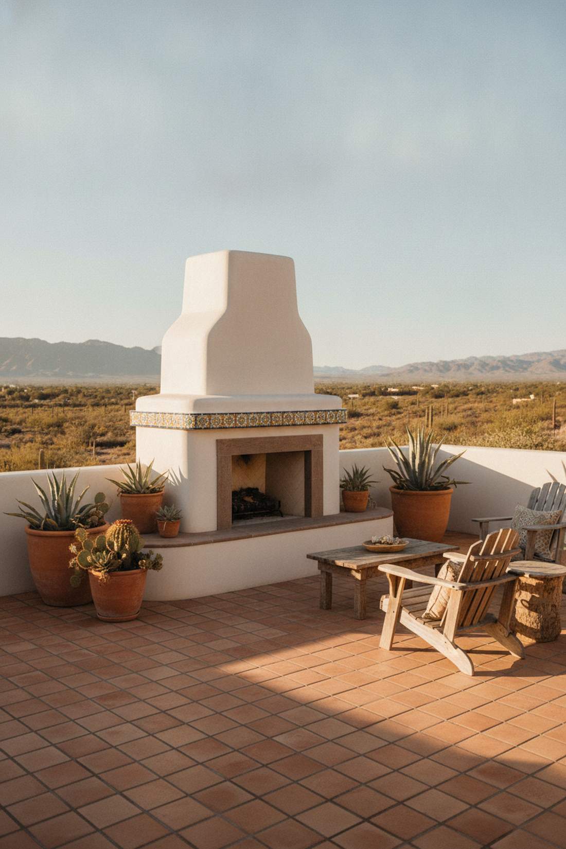 stucco southwestern fireplace