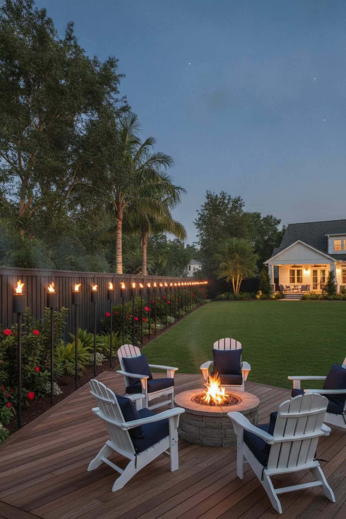 tiki torches along perimeter