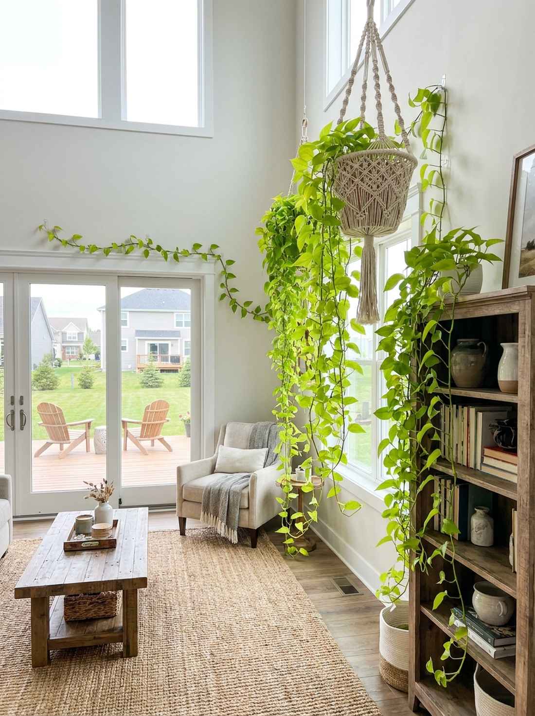 trailing pothos vines