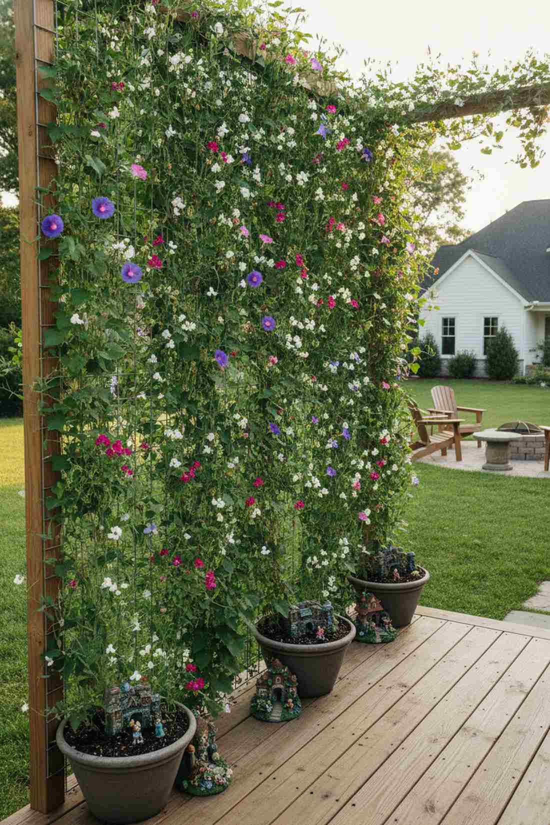 trellis walls with climbing vines