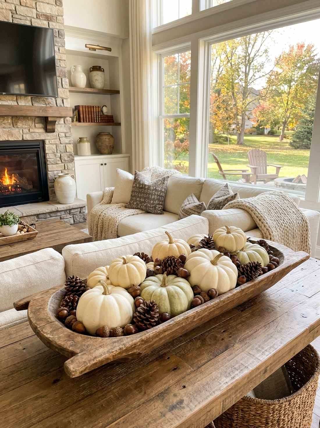 wooden tray pumpkin clusters