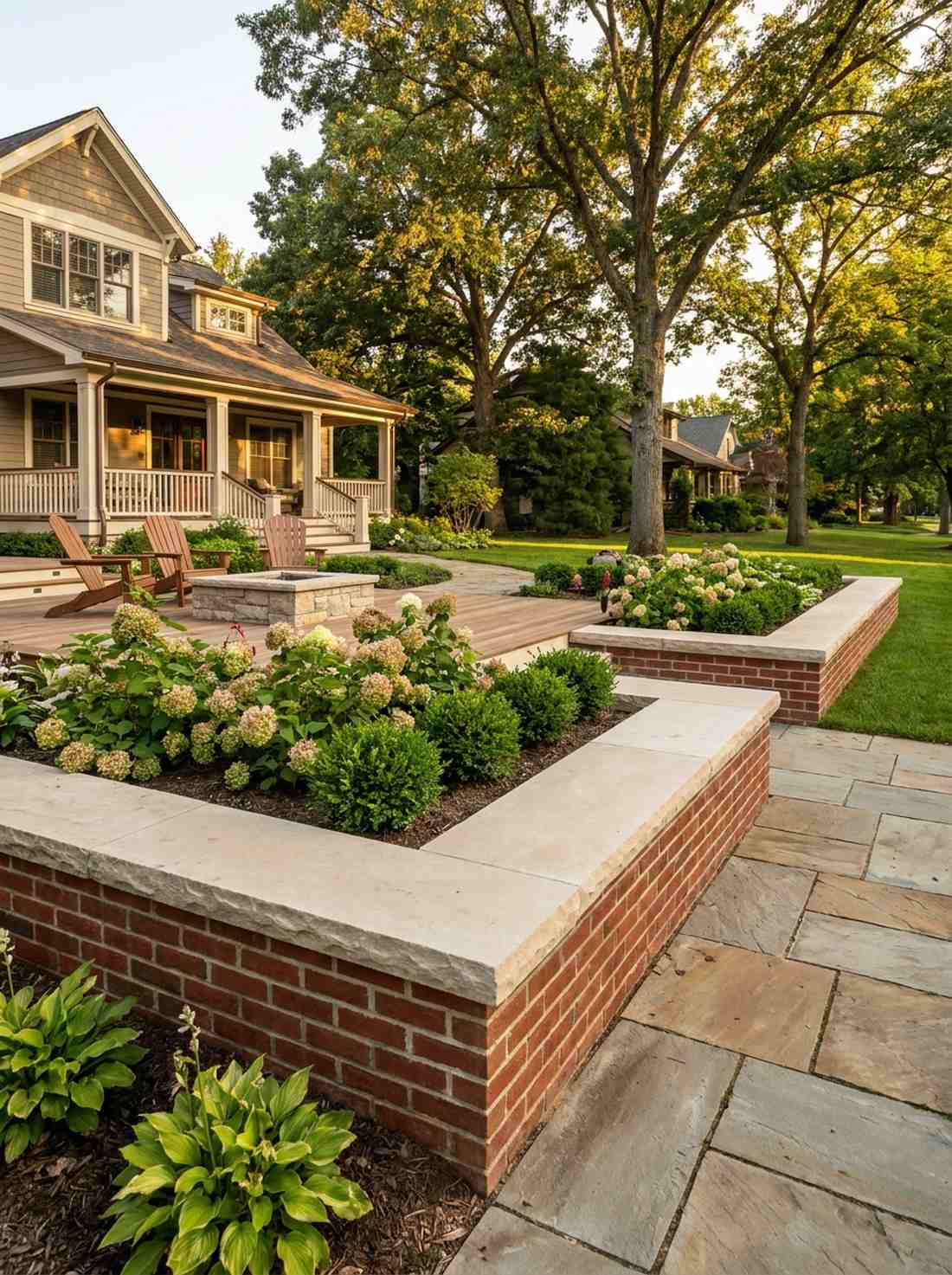 brick base stone cap walls