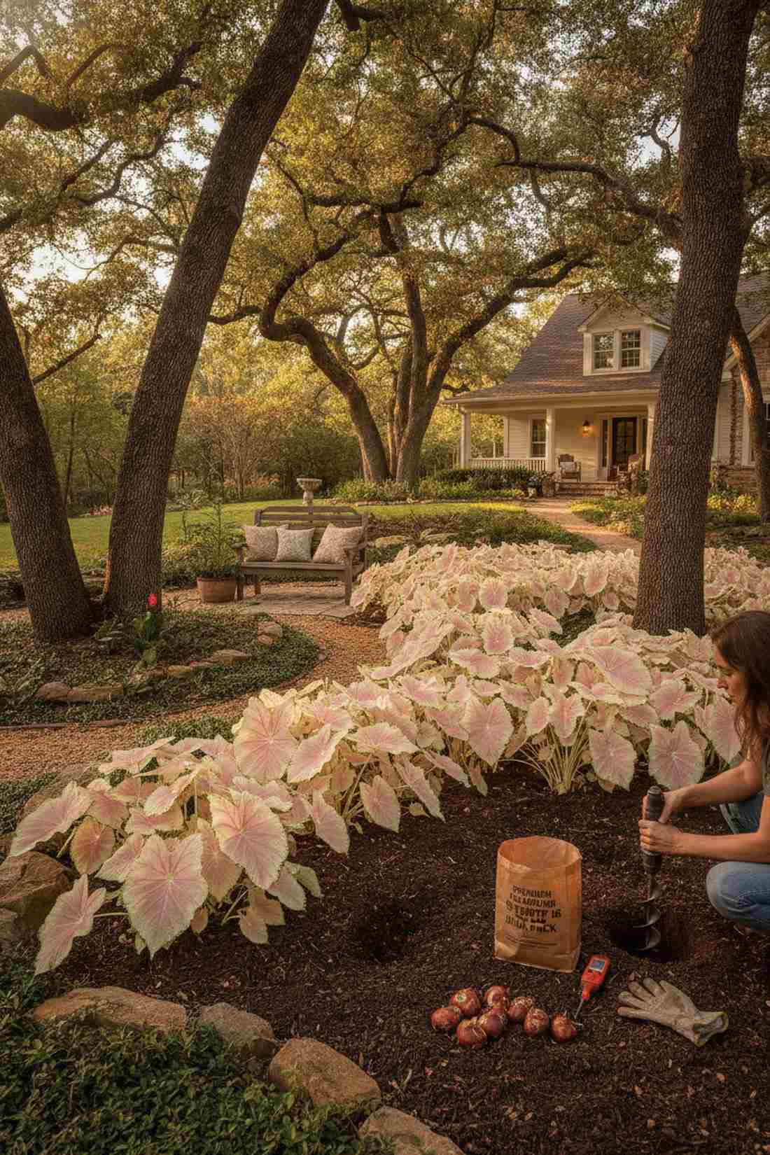 caladium tickle me pink