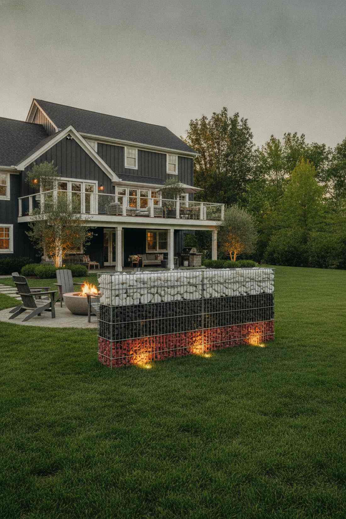 colored stone gabion art walls