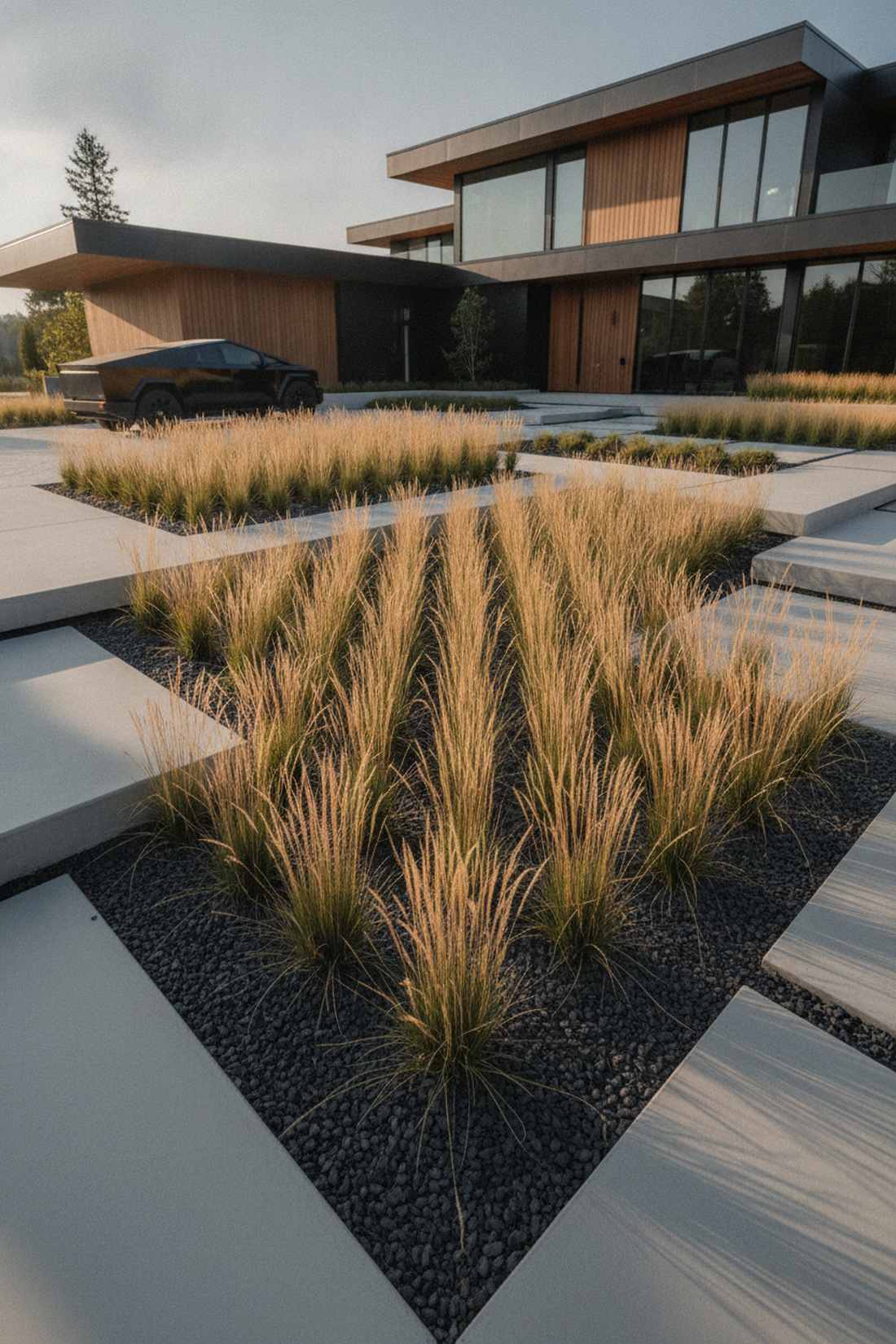 concrete and specimen grass
