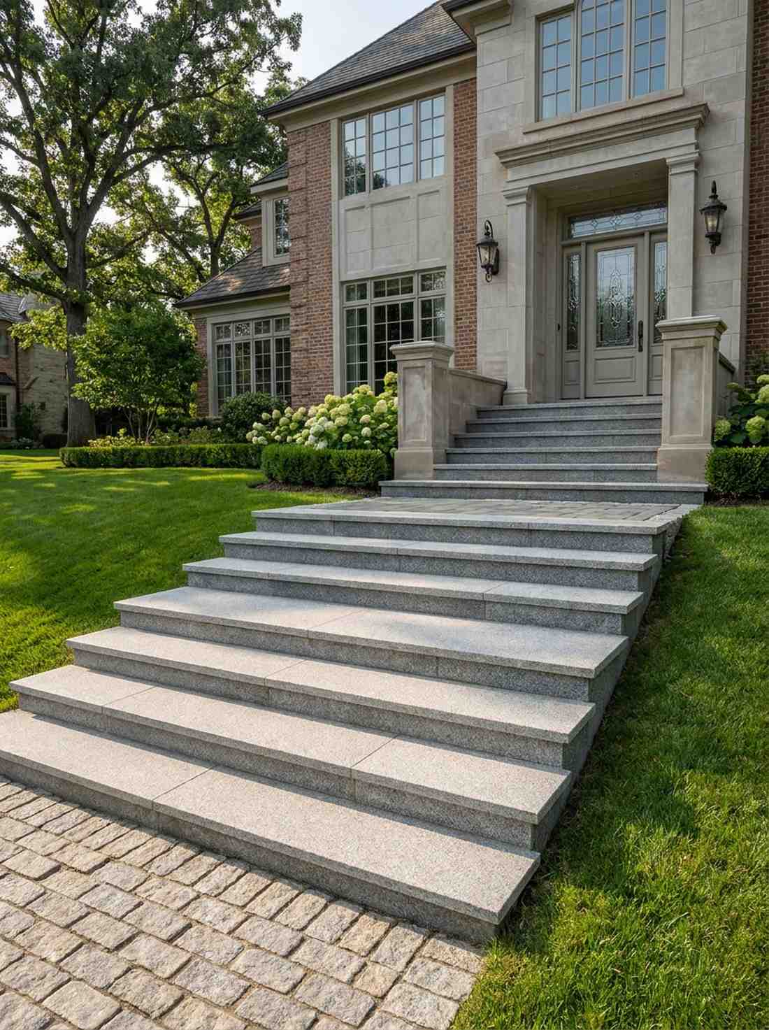 cut stone formal staircase