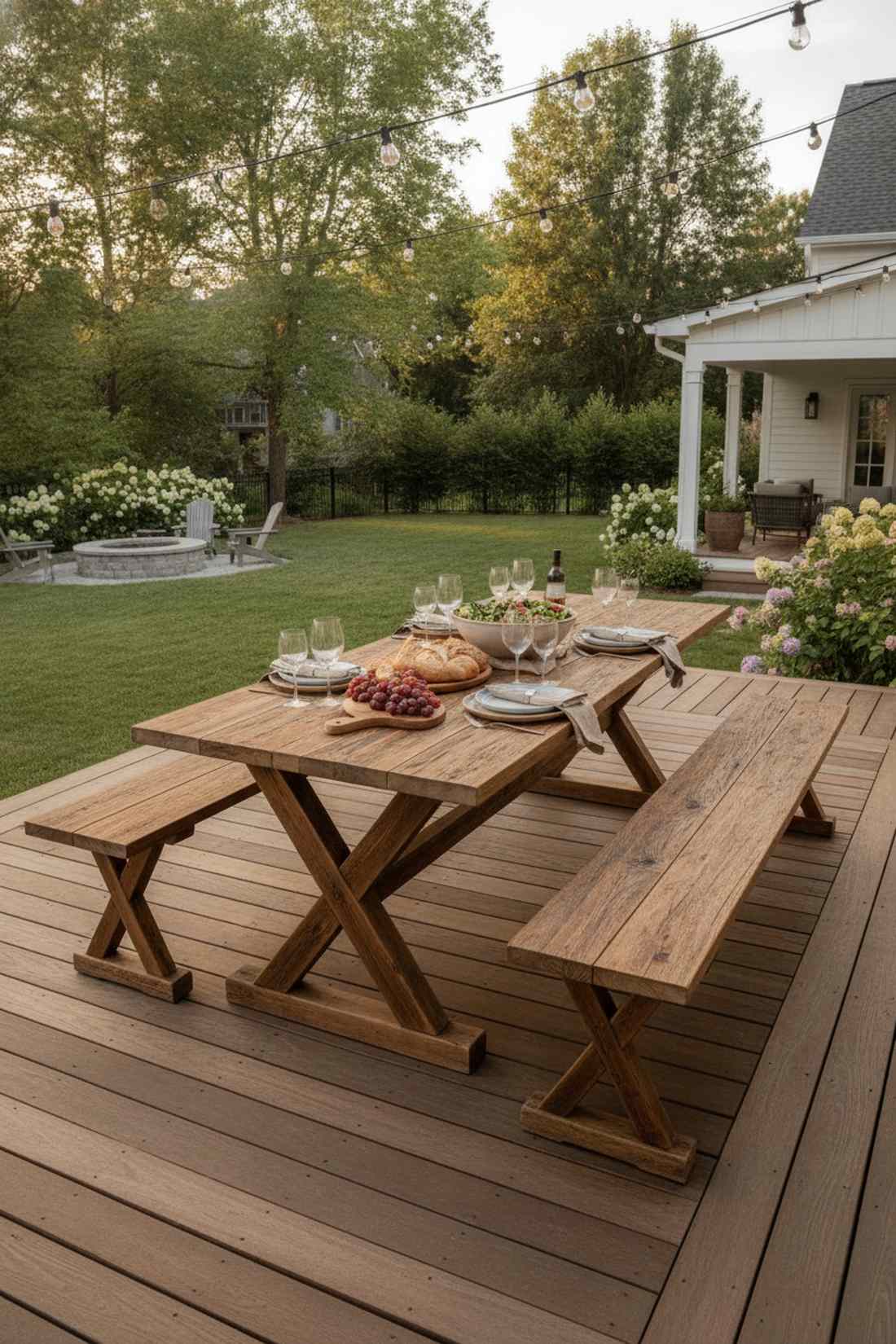farmhouse table with bench seating