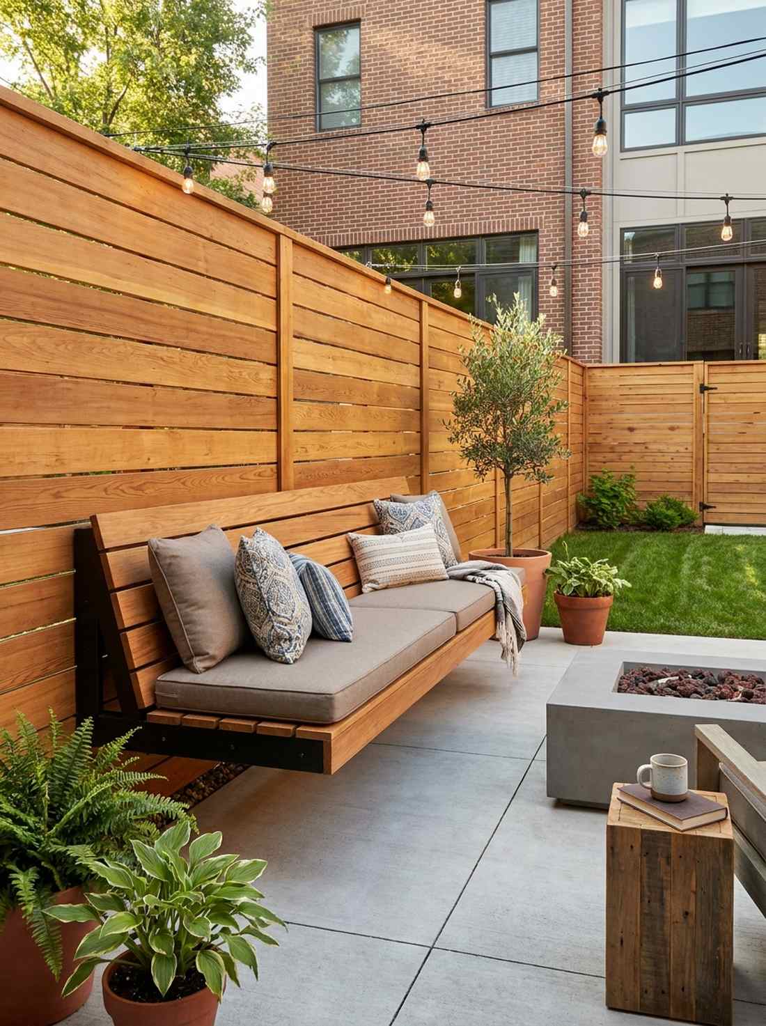 fence with integrated bench seating