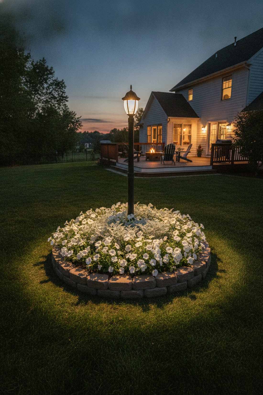 lamp post flower bed halo