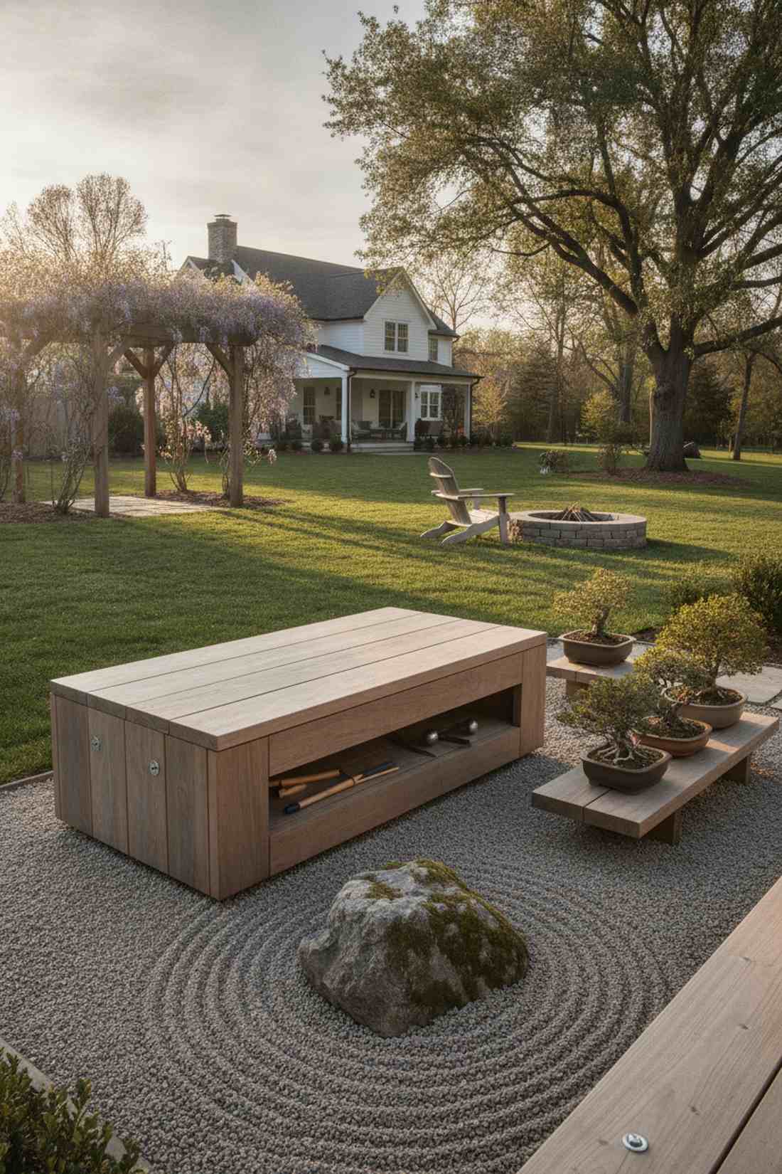 low wooden meditation bench