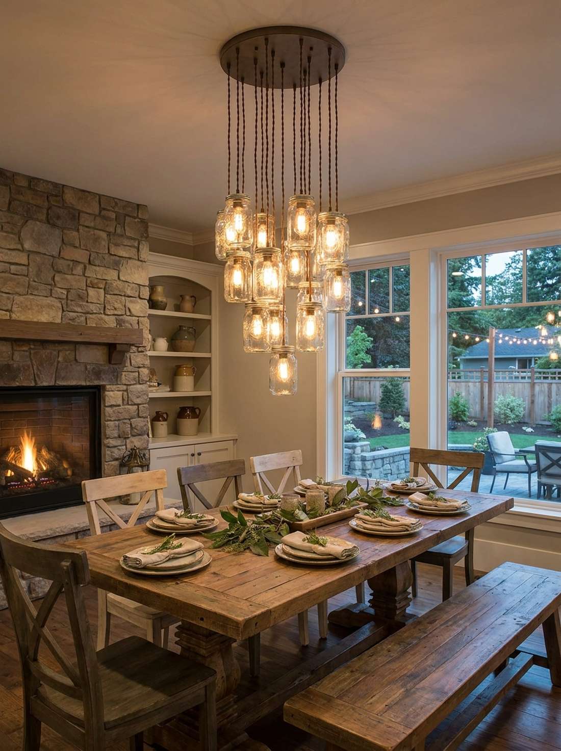 mason jar chandelier cluster