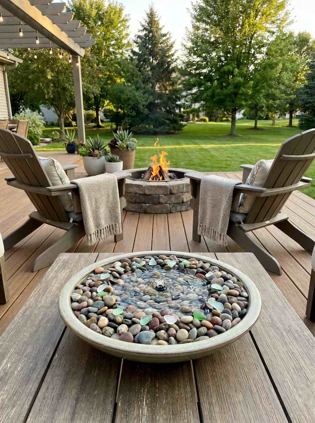 pebble bowl water feature