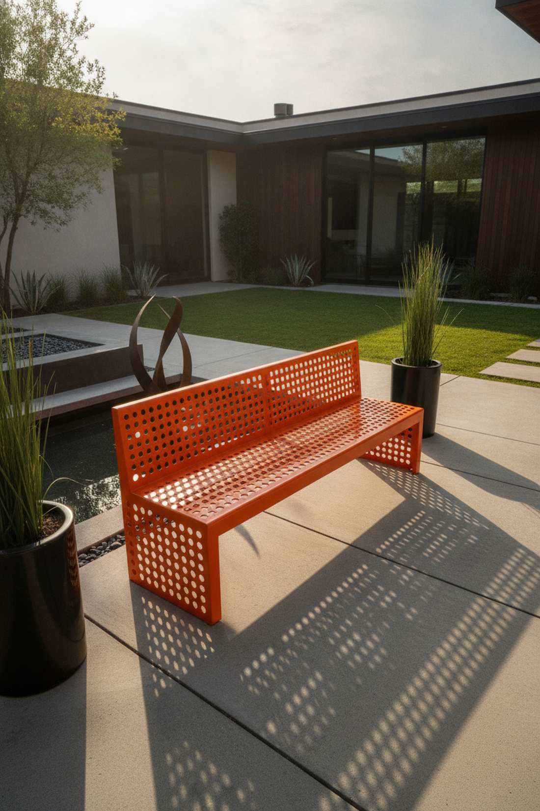 perforated metal bench
