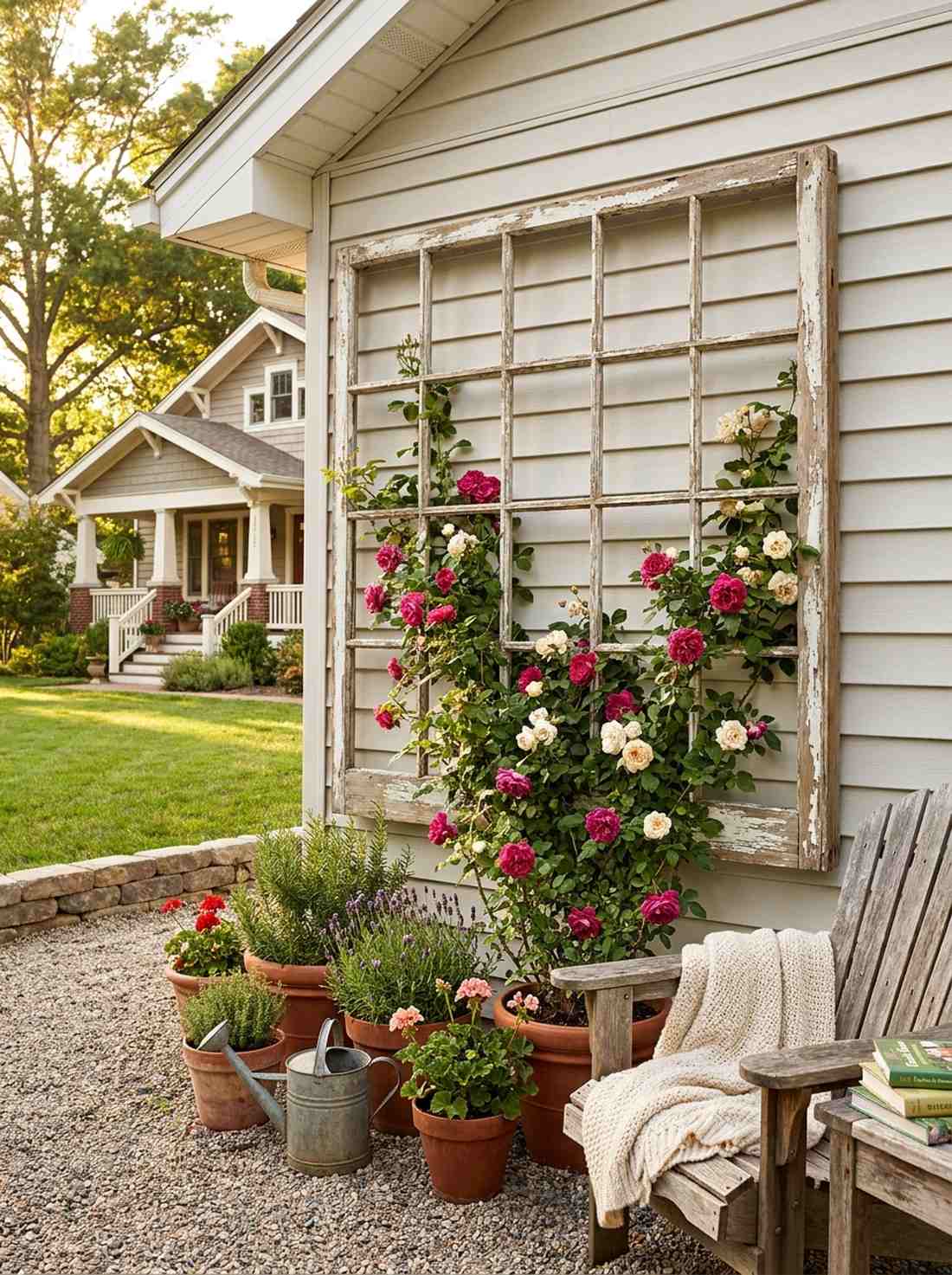 salvaged window trellis