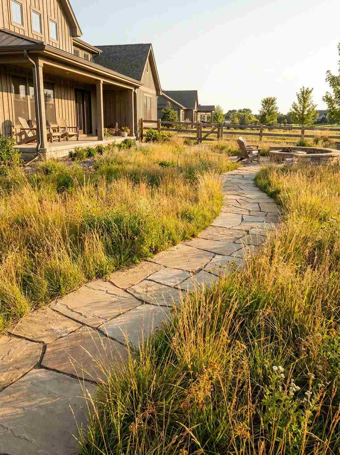 sandstone with native grasses