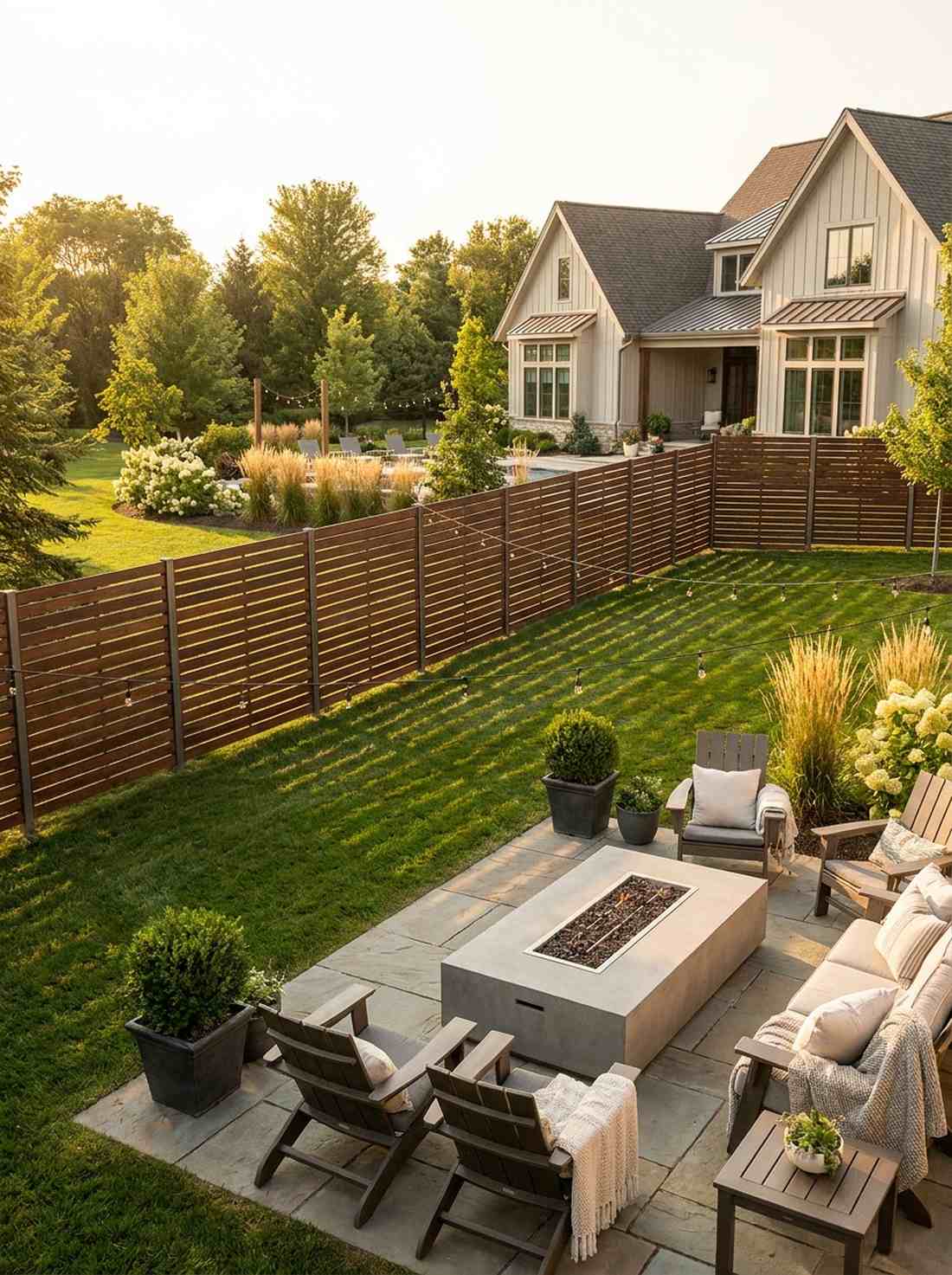 slatted wood privacy fence