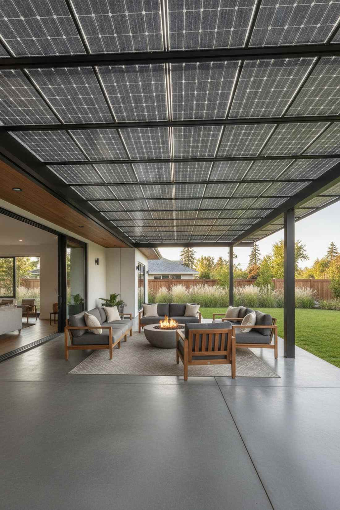 solar panel integrated pergola roof