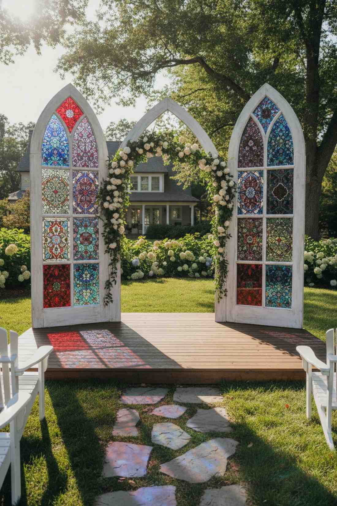 stained glass panel installation