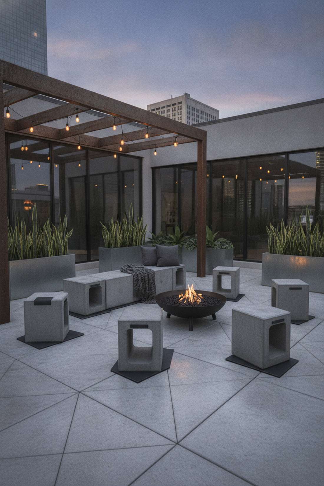 stone block modular seating