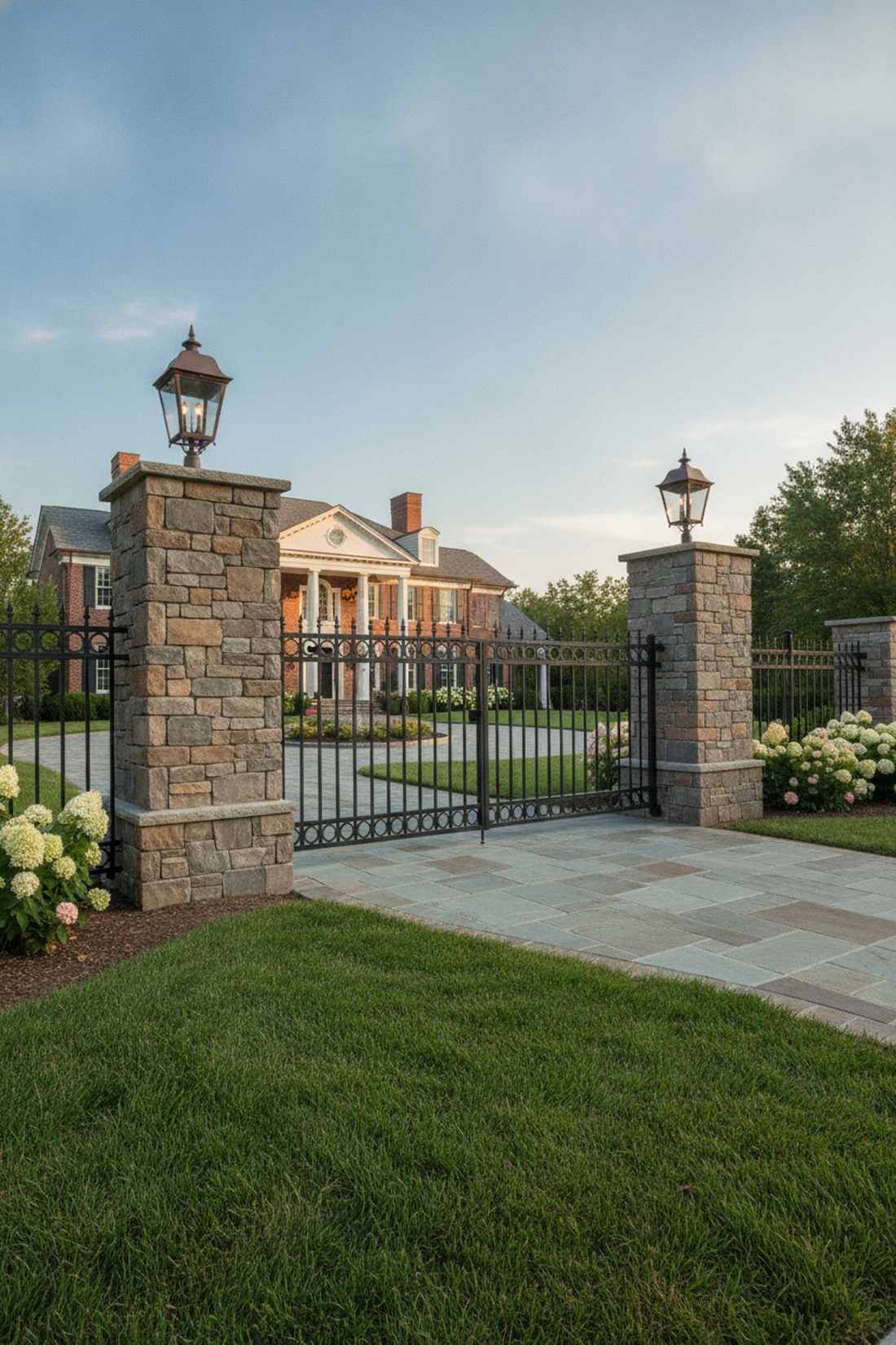 stone pillar and metal infill