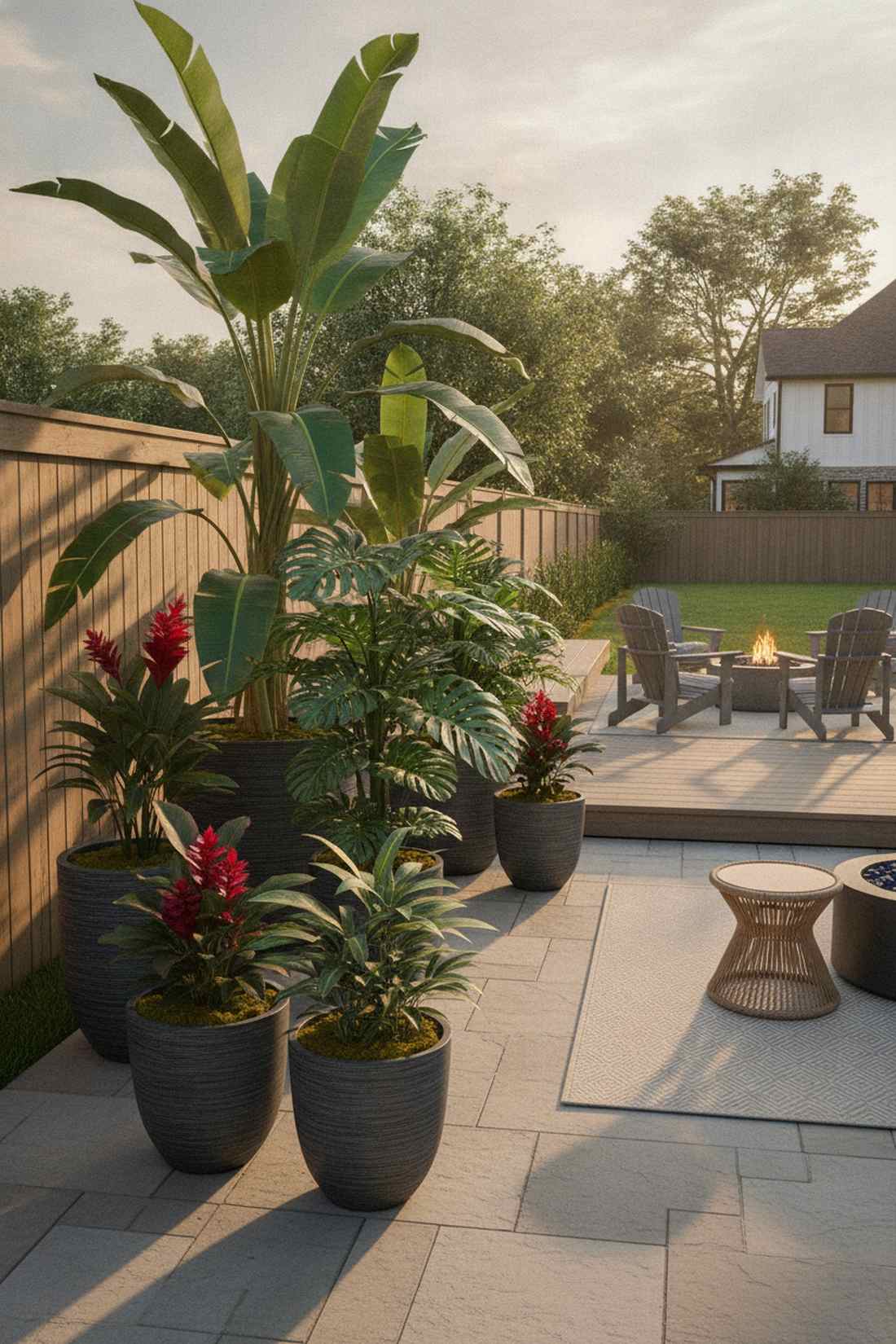 tropical potted plant groupings