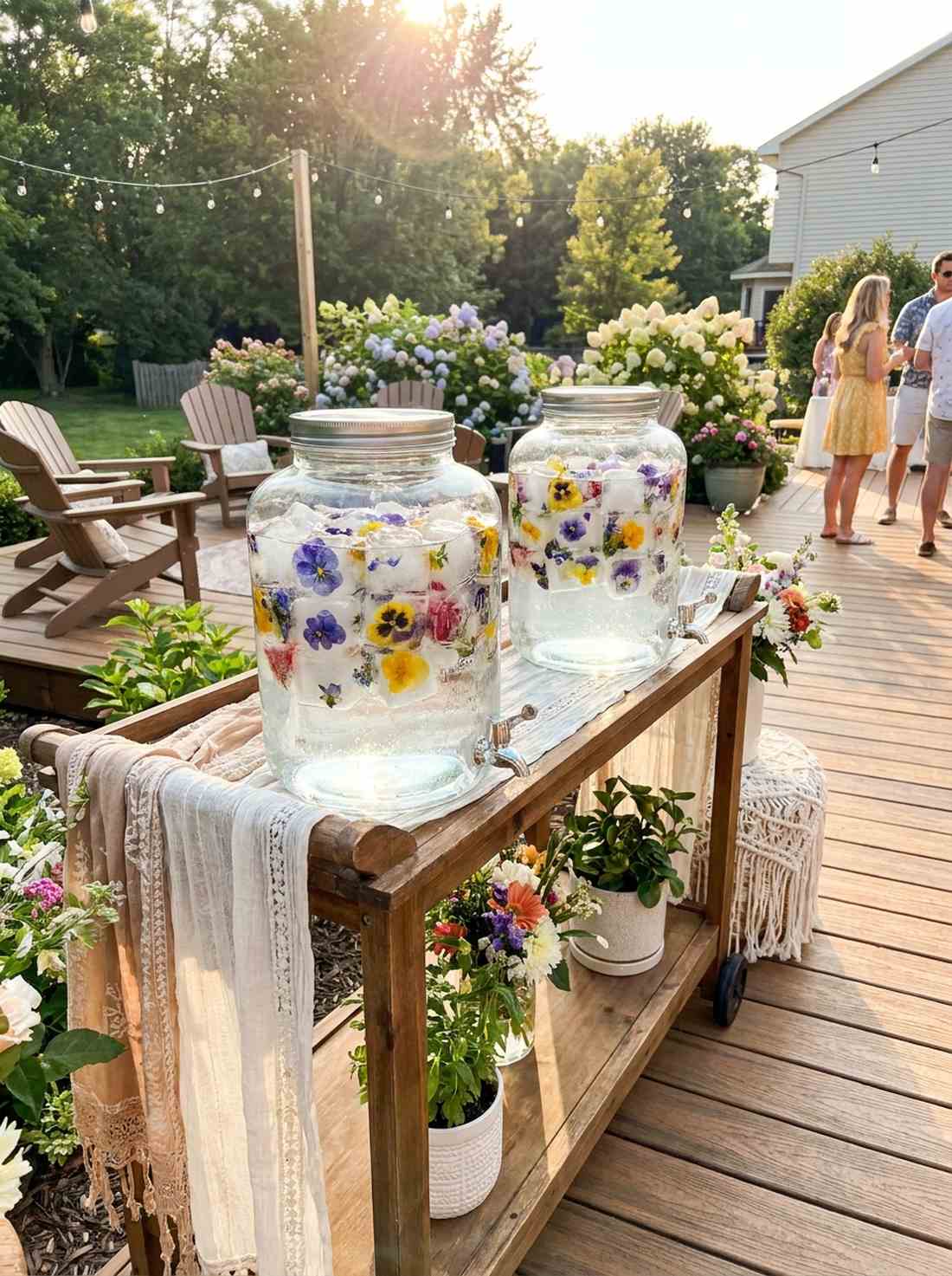 wildflower ice cubes in beverage dispensers