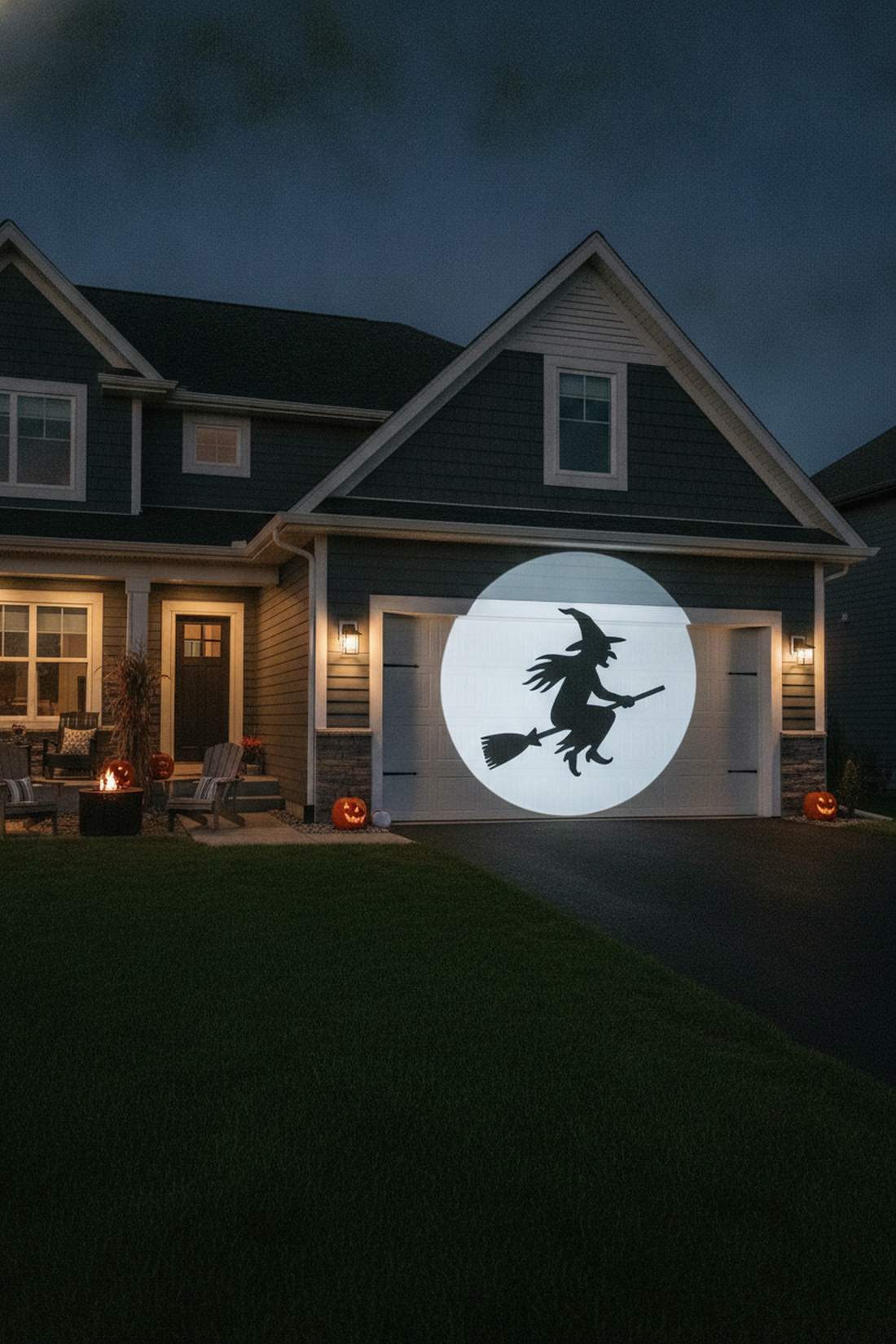 witch silhouette against moon