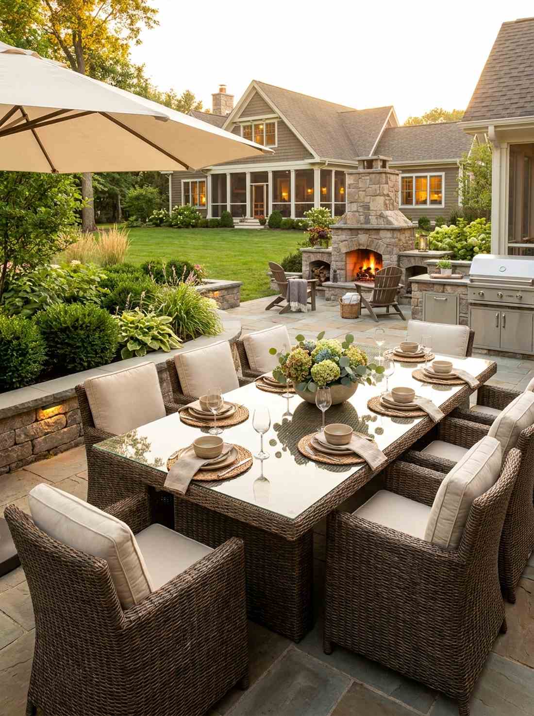 woven wicker dining table