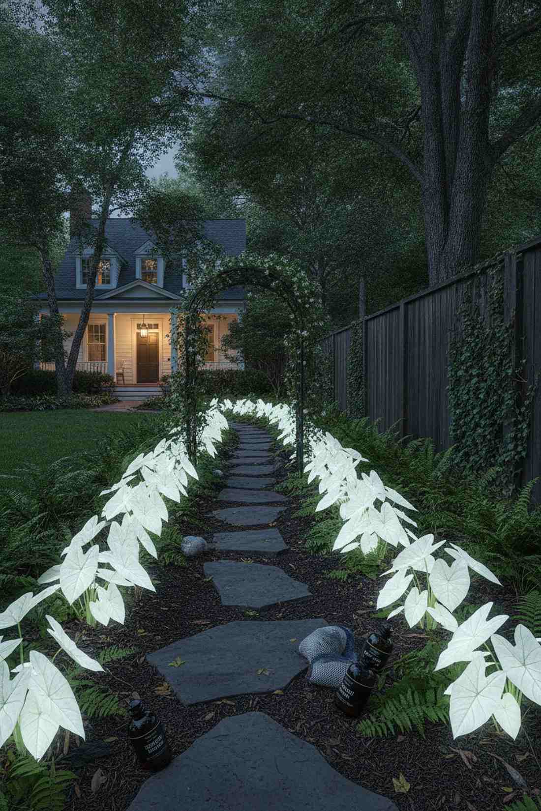 caladium white star