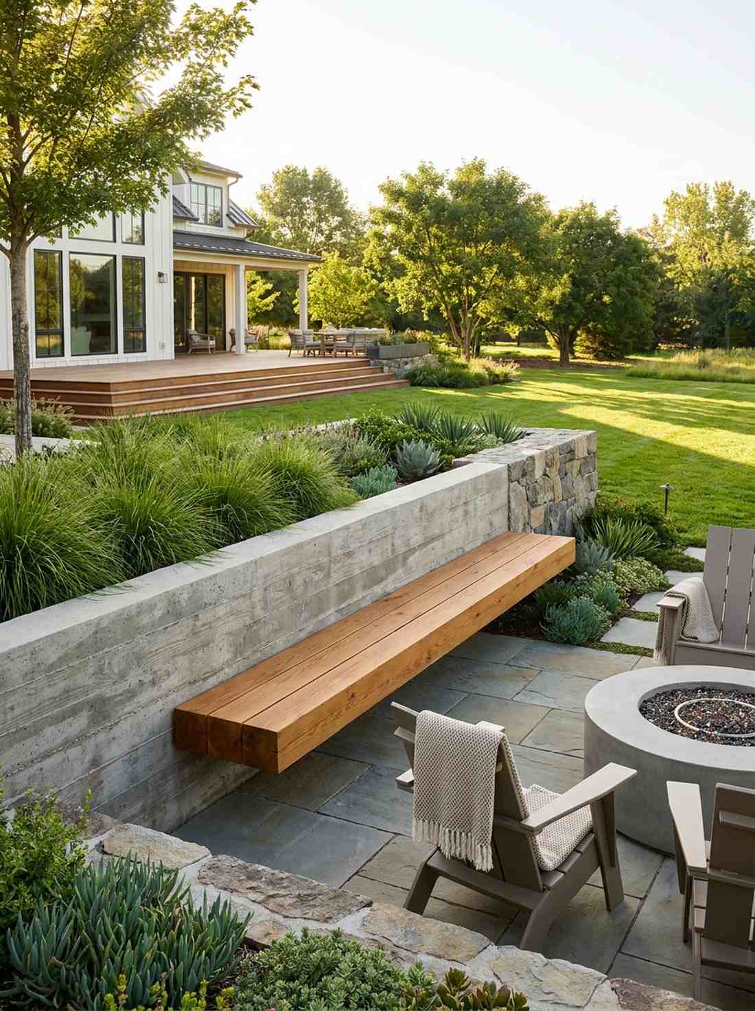 cantilevered seating bench