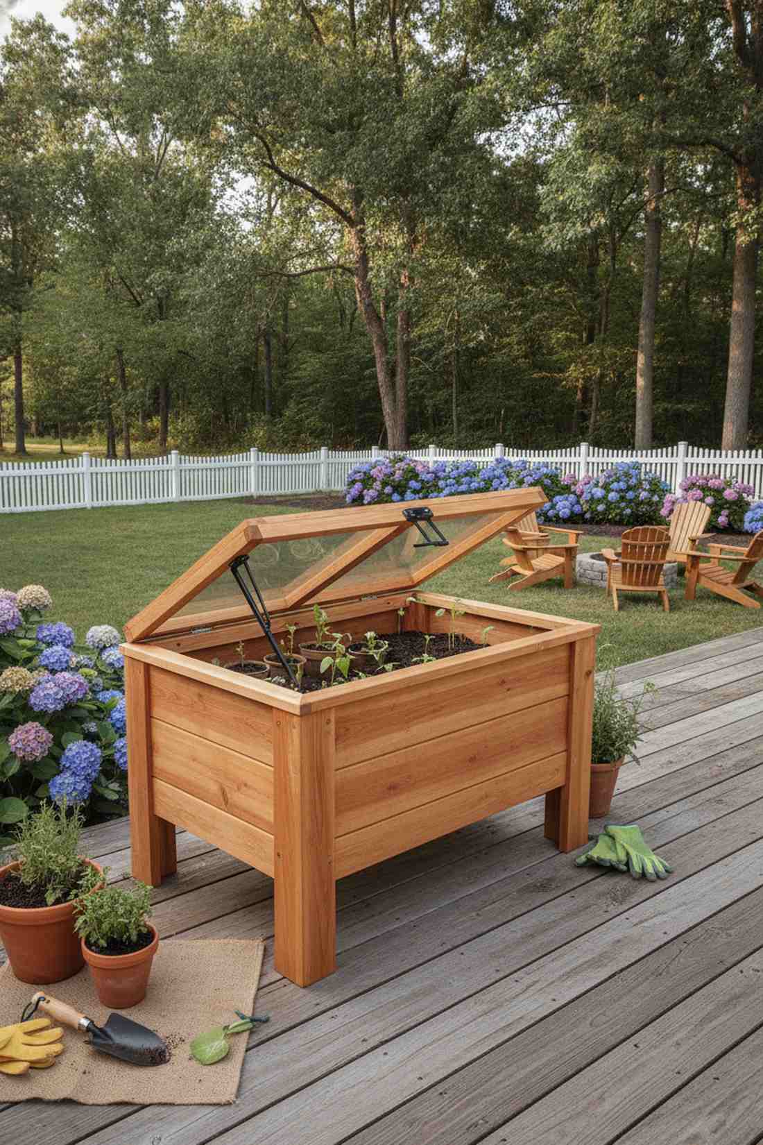 cedar mini greenhouse with cold frame lid