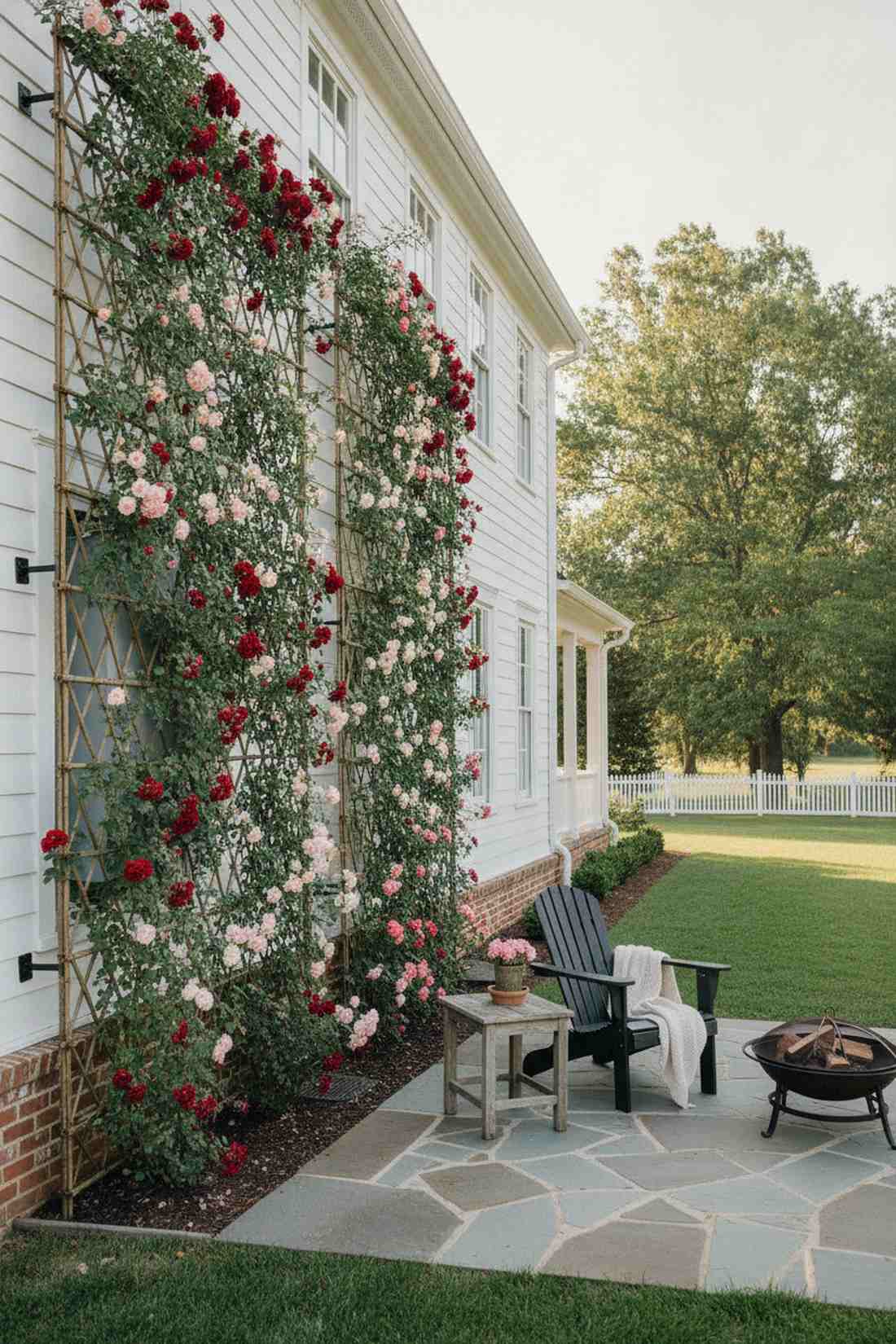 climbing rose covered trellises