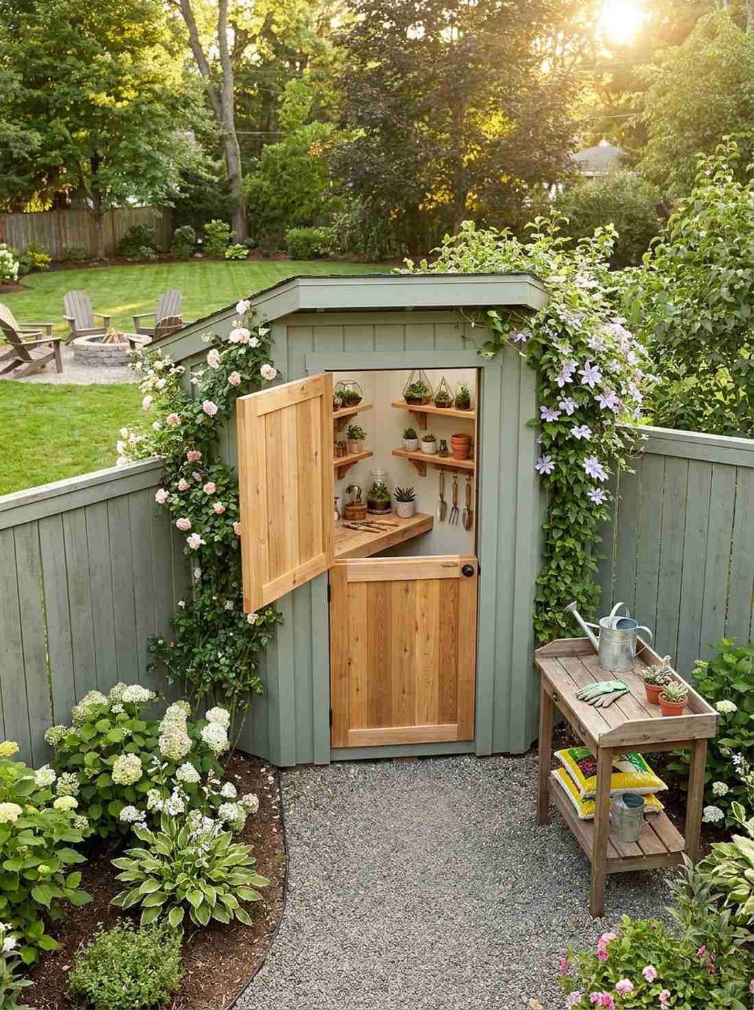 corner tucked potting nook