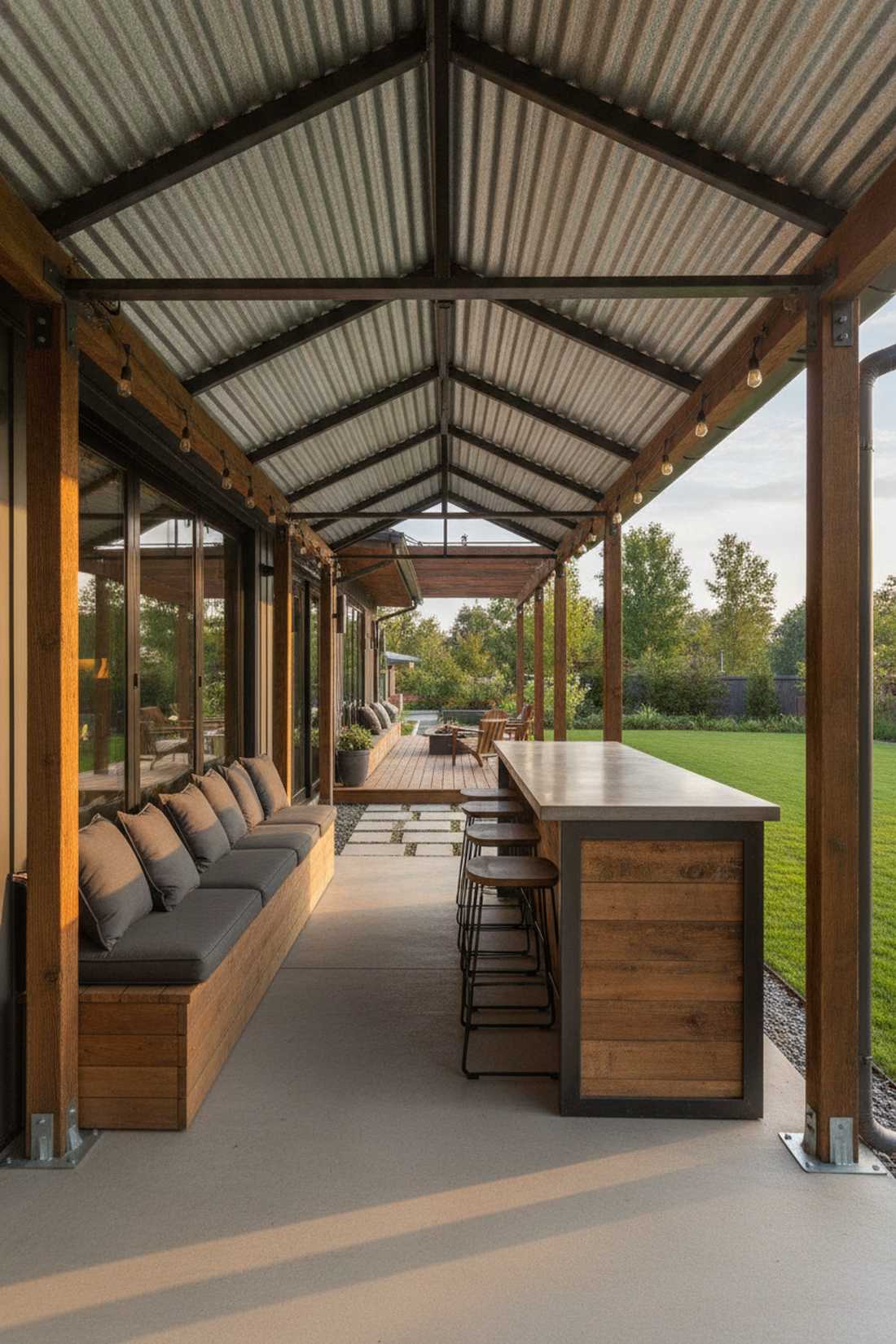 covered galley with end bar