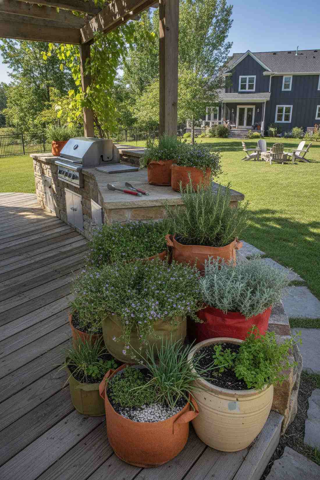 edible xeriscape pot garden