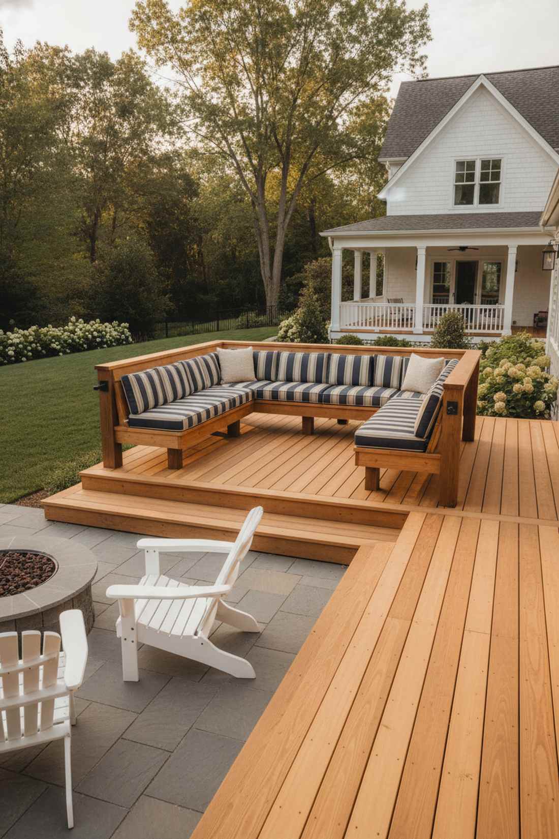 floating corner deck bench
